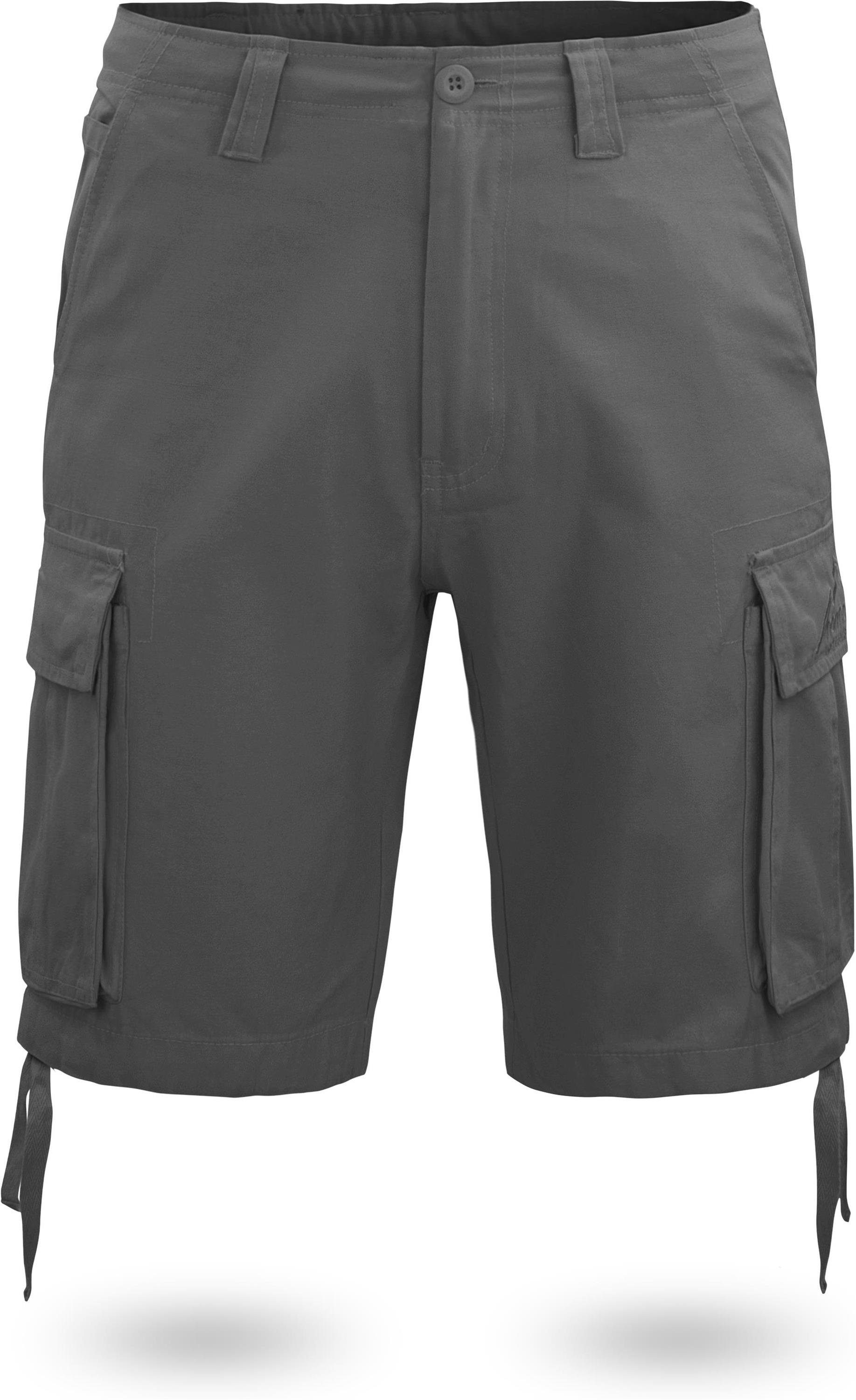 normani Bermudas Herren Shorts Kalahari Sommershorts mit Shorts Anthrazit Vintage aus kurze Cargotaschen 100% Bio-Baumwolle