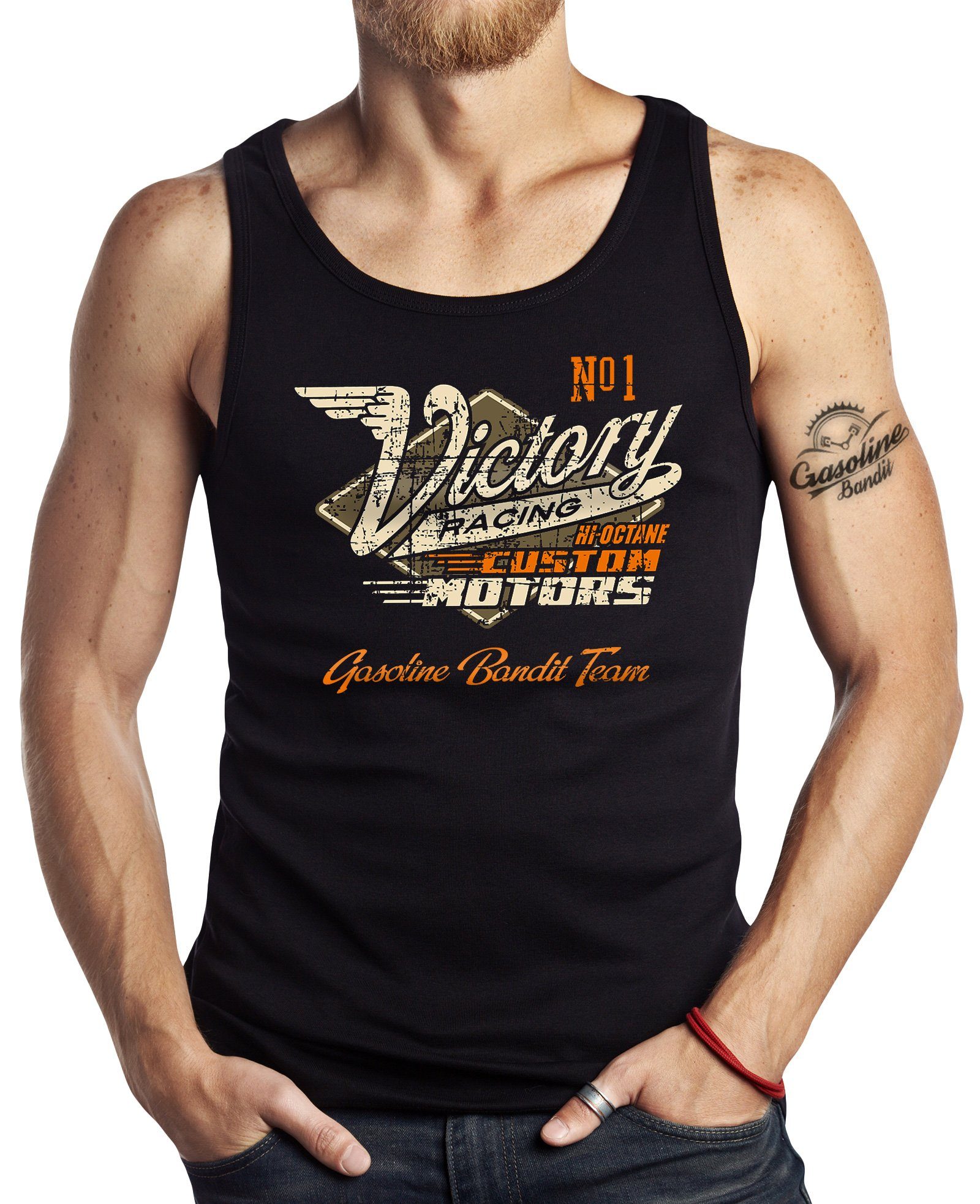 Racer Tank Racing Top Muskel-Shirt: Biker Tanktop BANDIT® Victory GASOLINE