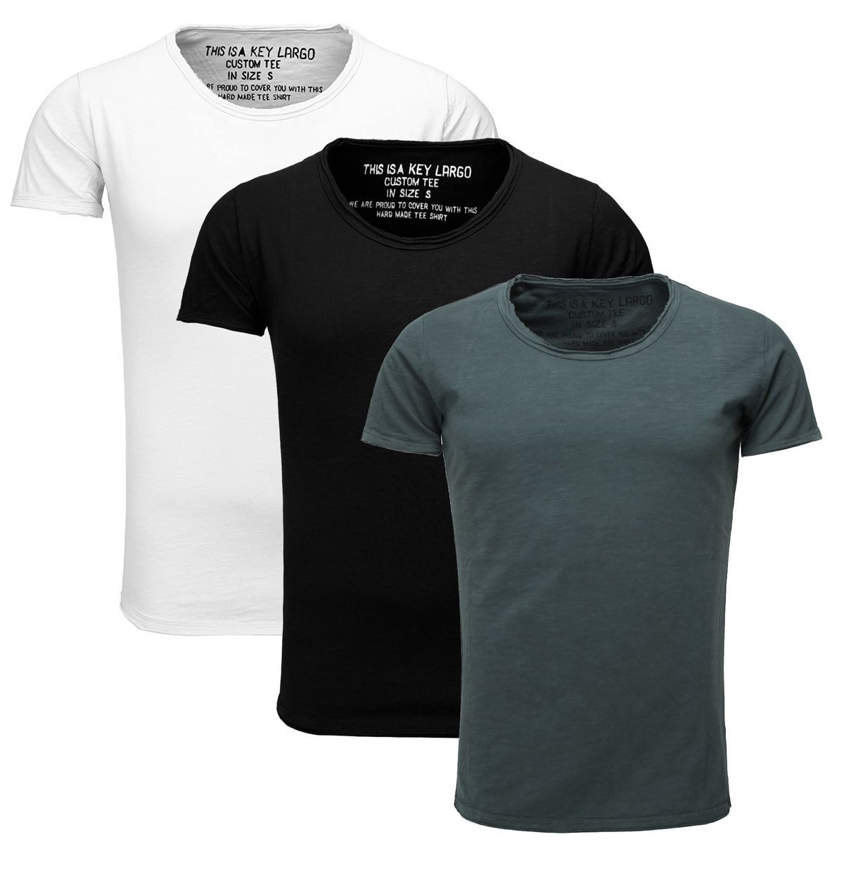 Key Largo T-Shirt Bread vintage Look uni Basic T00621 (3er-Pack, 3-tlg., 3e günstig online kaufen