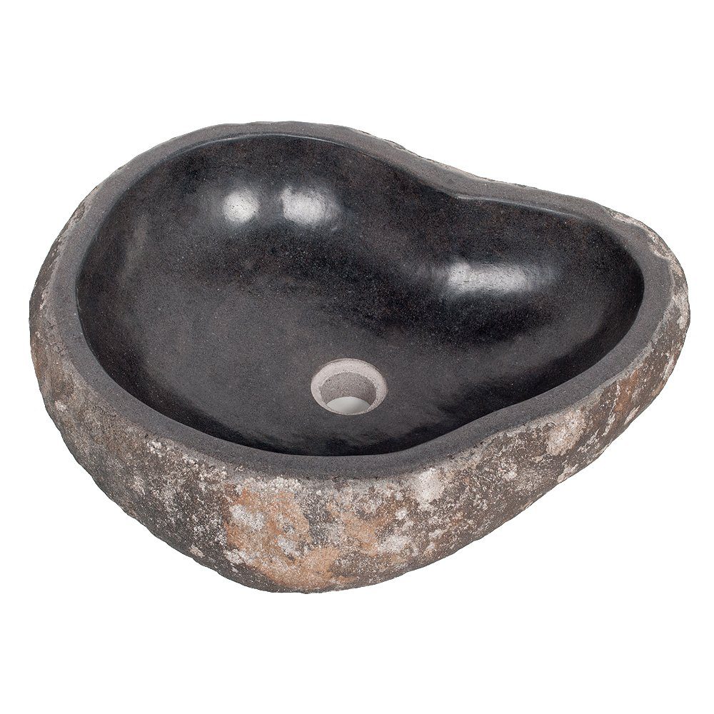 LebensWohnArt Aufsatzwaschbecken Waschbecken NATURSTEIN-XL ca. 45-55cm Flußstein Findling