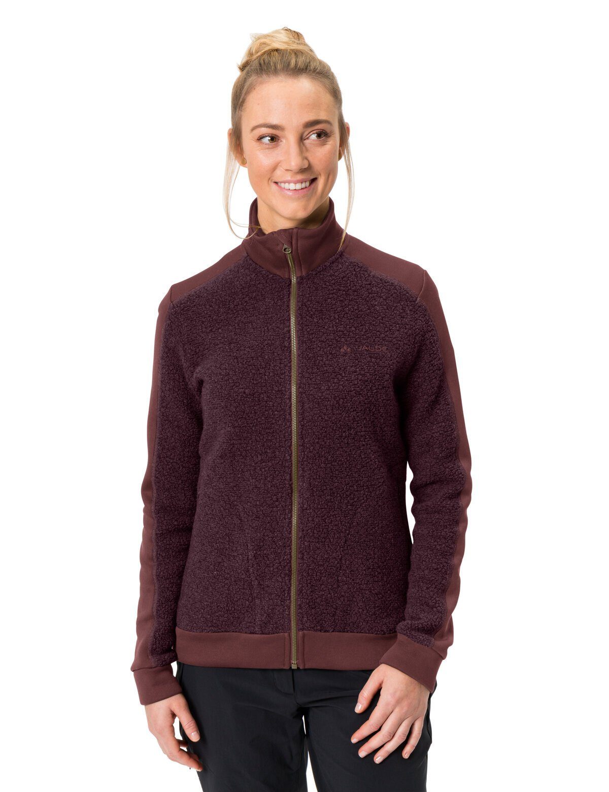 VAUDE Outdoorjacke Women's Skomer kompensiert Wool Klimaneutral cherry dark Fleece Jacket (1-St)