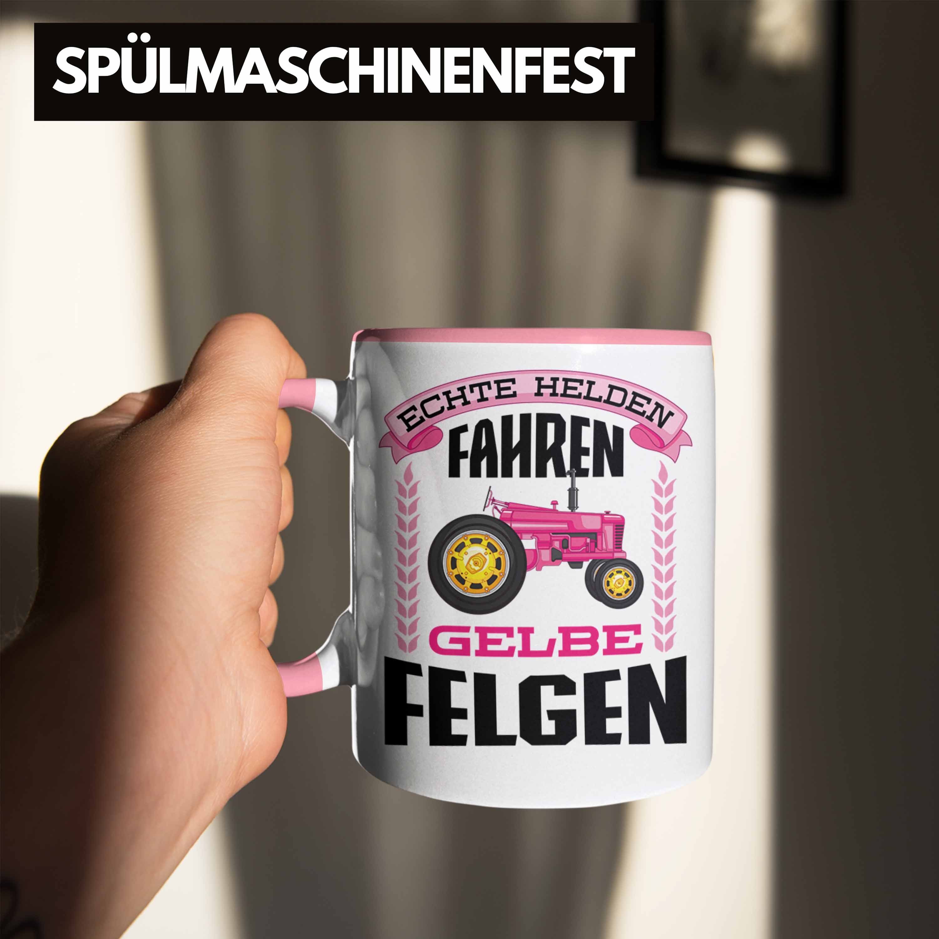 Felgen Geschenke Tasse Traktor Spruch Landwirtschaft Trendation Kaffeetasse Geschenk - Männer Echte Frau Trendation Spruch Tasse für Landwirtin Rosa