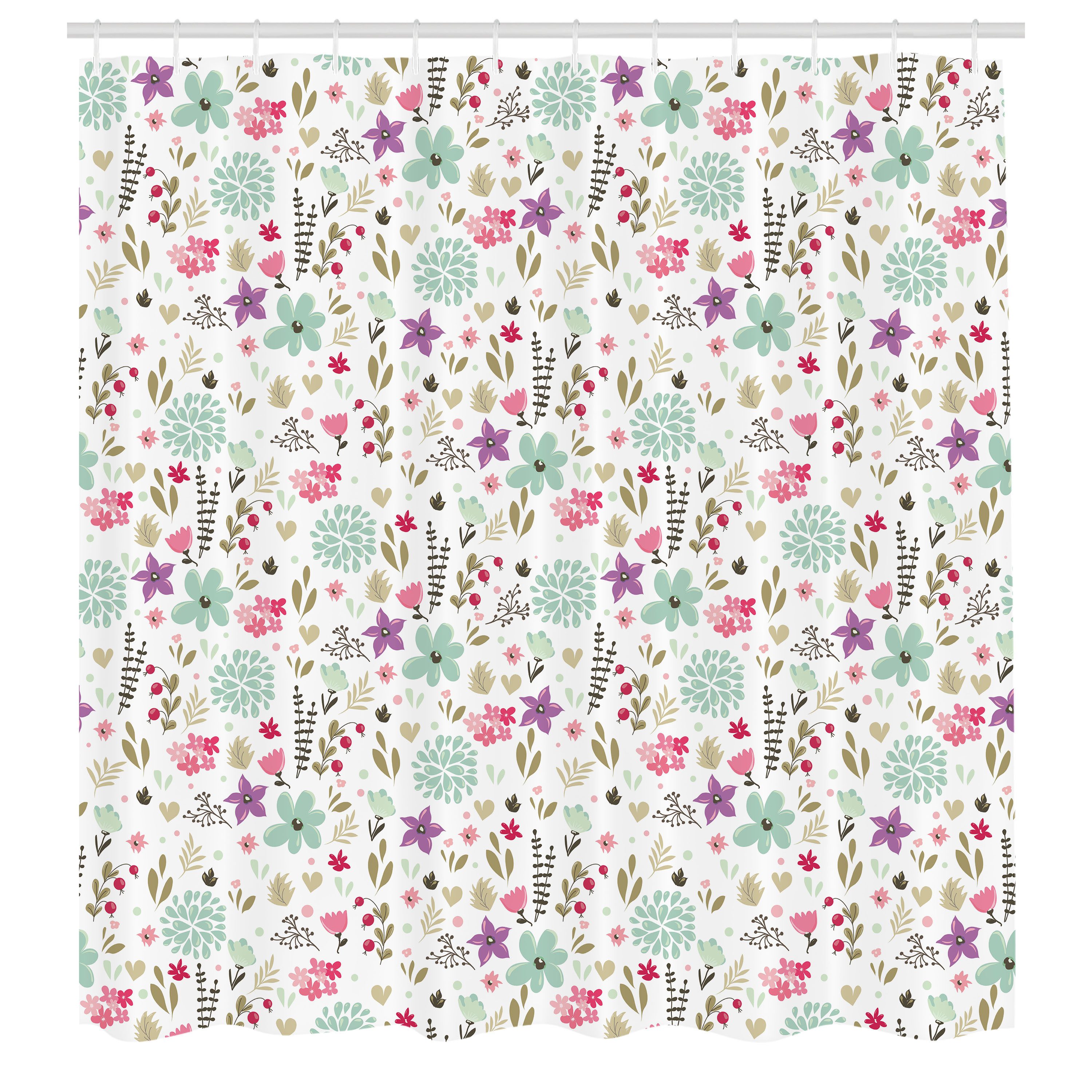 Abakuhaus Duschvorhang Moderner Digitaldruck mit 12 Haken auf Stoff Wasser Resistent Breite 175 cm, Höhe 180 cm, Shabby Chic Land Natur Blatt