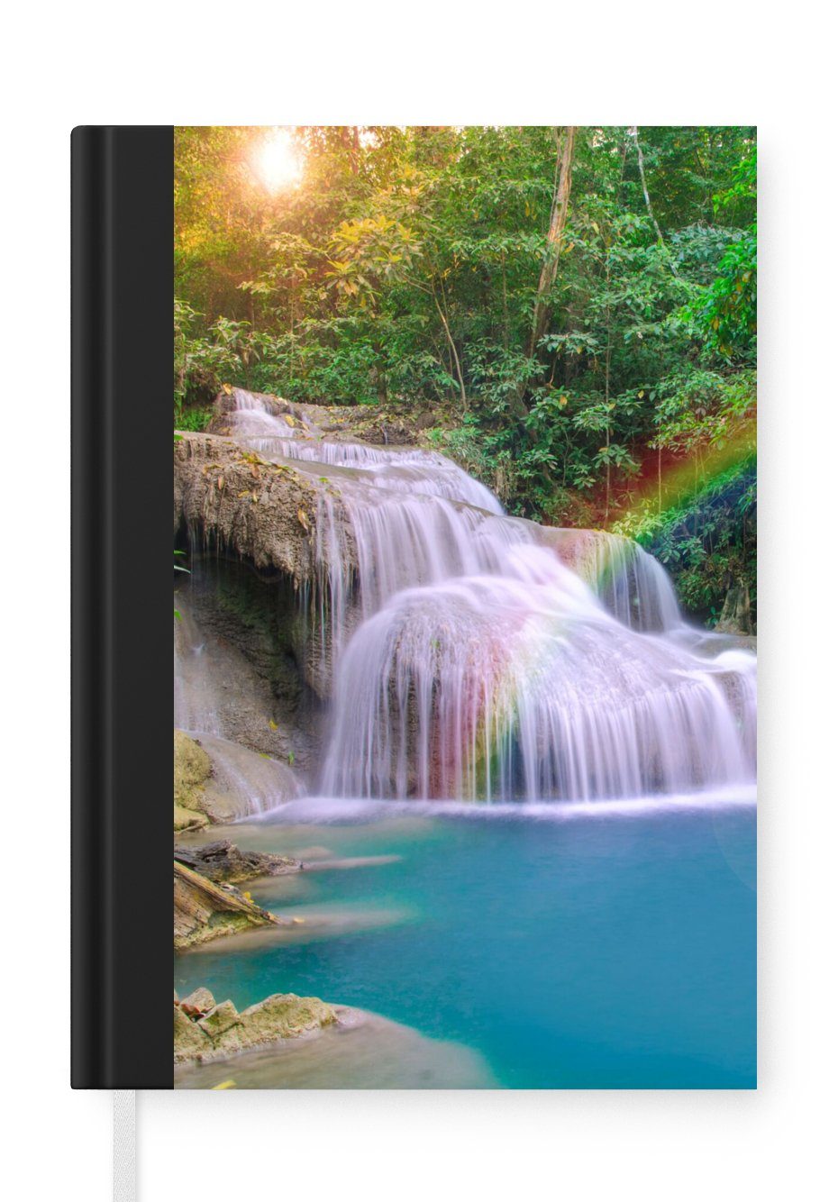 MuchoWow Notizbuch Regenbogen - Sonne - Wasserfall - Natur, Journal, Merkzettel, Tagebuch, Notizheft, A5, 98 Seiten, Haushaltsbuch | Notizbücher