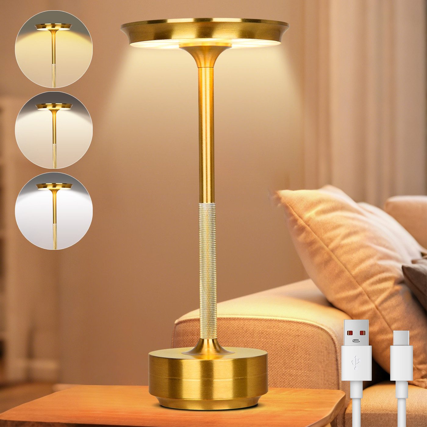 LMaxhome USB-Tischleuchte LED Wiederaufladbare Kabellose Akku günstig online kaufen