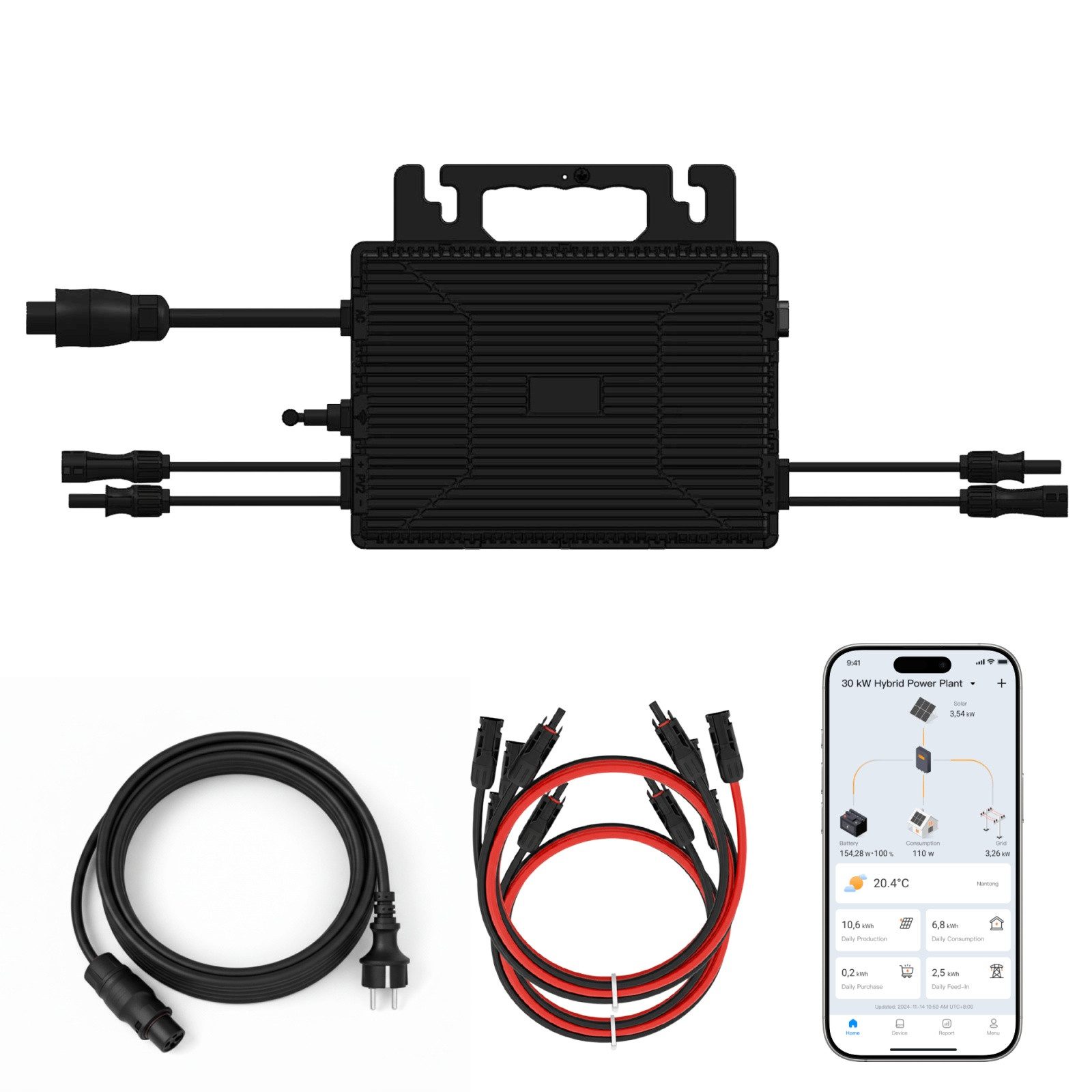 SUNNIVA Інвертор Astro-Energy TM-L800Mi Mikro-Wechselrichter 800 W für Balkonkraftwerk, (2× MPPT, IP67 wetterfest, WLAN & App, Plug-&-Play Balkon-Photovoltaik, inkl. 5 m Anschlusskabel + 4× 1 m Verlängerungskabel)