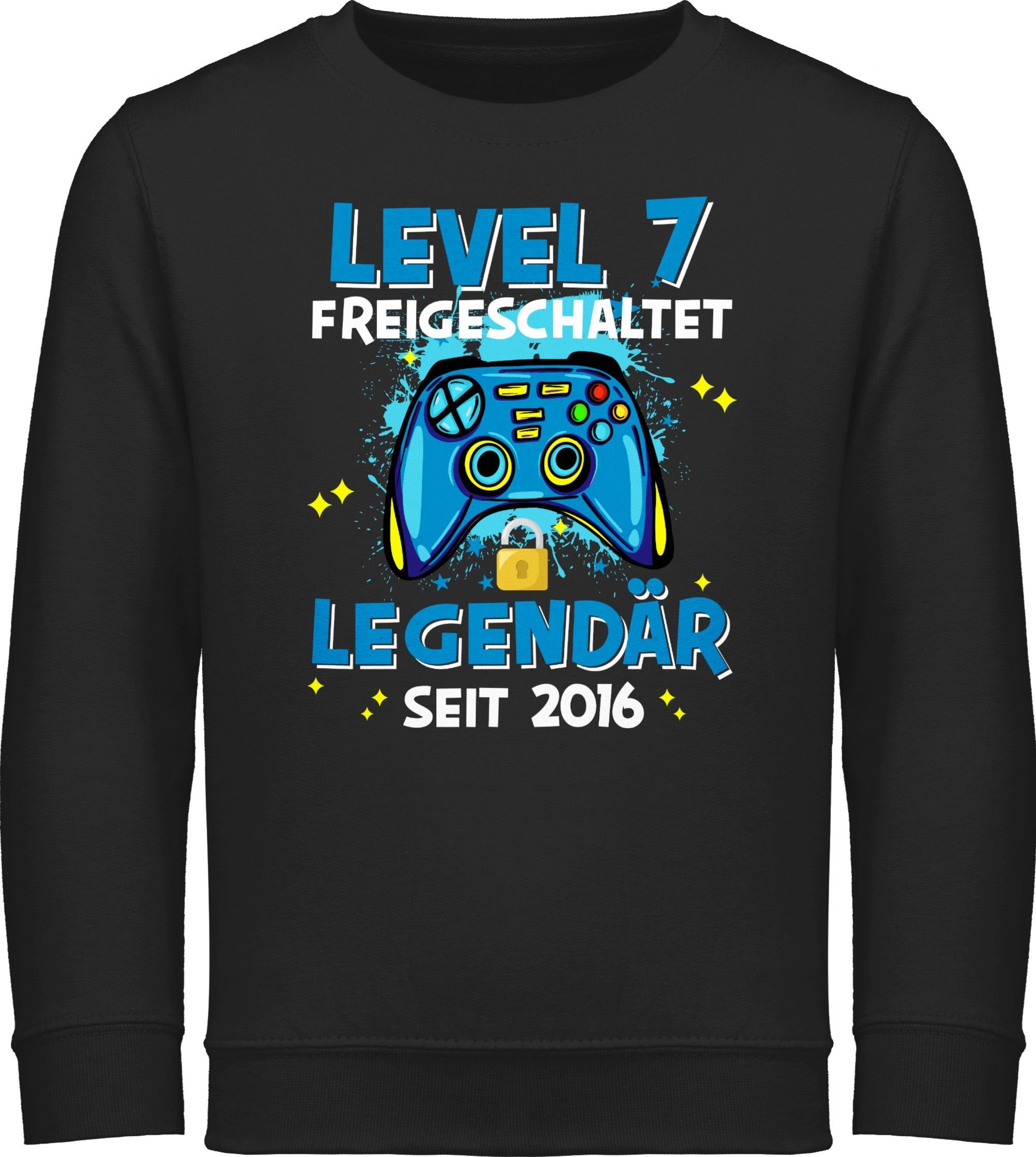 seit Legendär 7. Shirtracer 7 freigeschaltet 1 Sweatshirt Schwarz Level 2016 Geburtstag