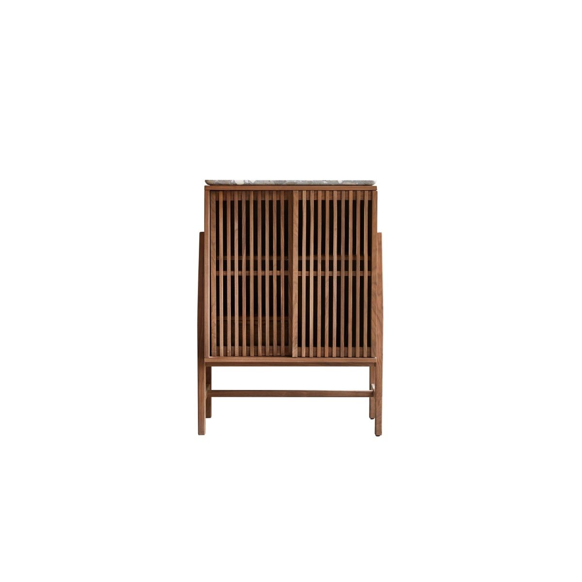 Tikamoon Sideboard Anrichte Isaure aus massivem Nussbaumholz und Premium-Terrazzo 80 cm