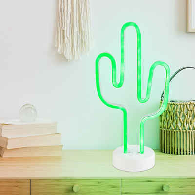 Globo Dekolicht, LED-Leuchtmittel fest verbaut, LED Dekorartikel Lampe Metall Weiß Leuchte Kaktus Wohn Zimmer
