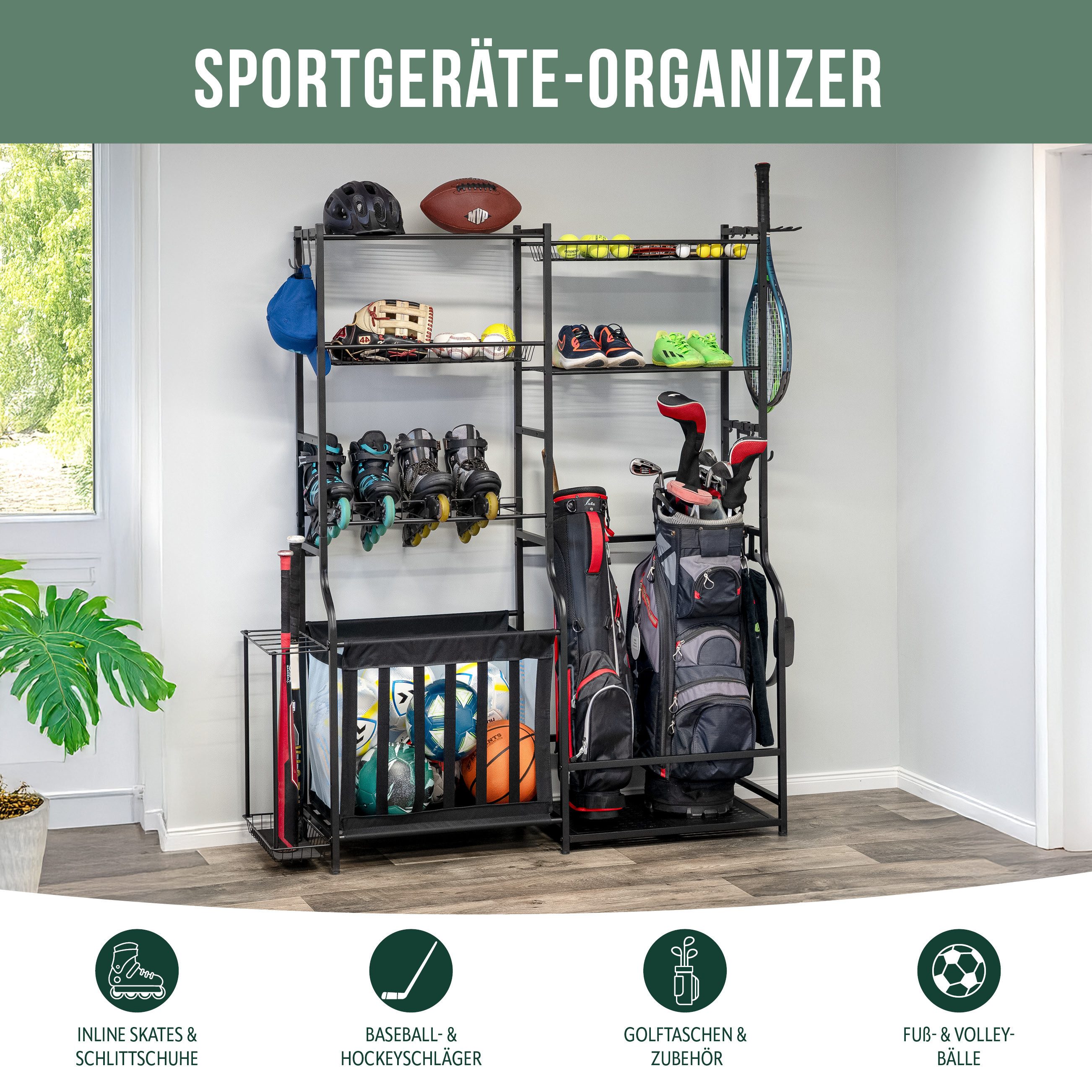 eluno Mehrzweckregal mit stabilen Ablageflächen, Körben und Haken, aus Stah günstig online kaufen