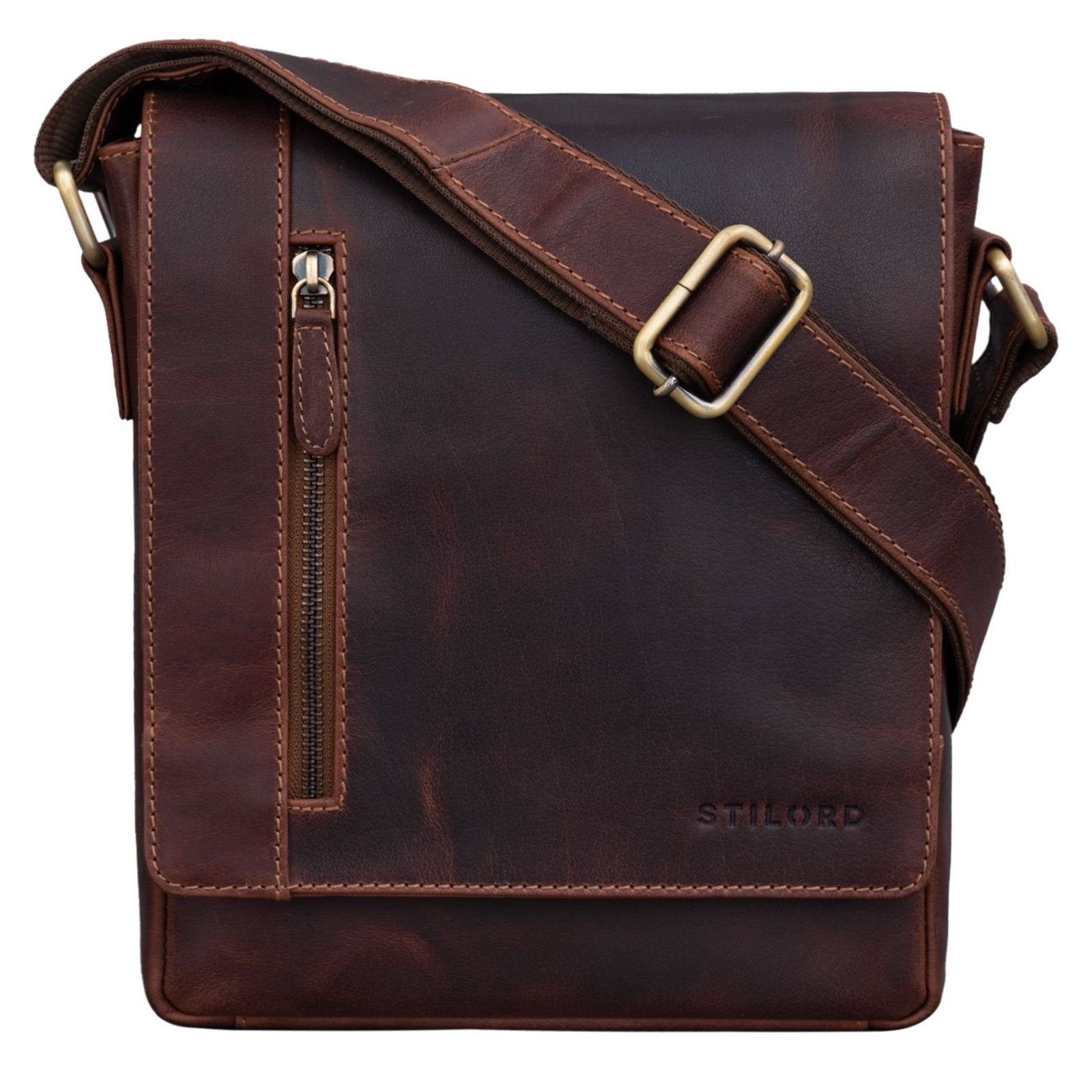 STILORD Messenger Bag "Easton" Kleine Messenger Bag Echt Leder siena - braun