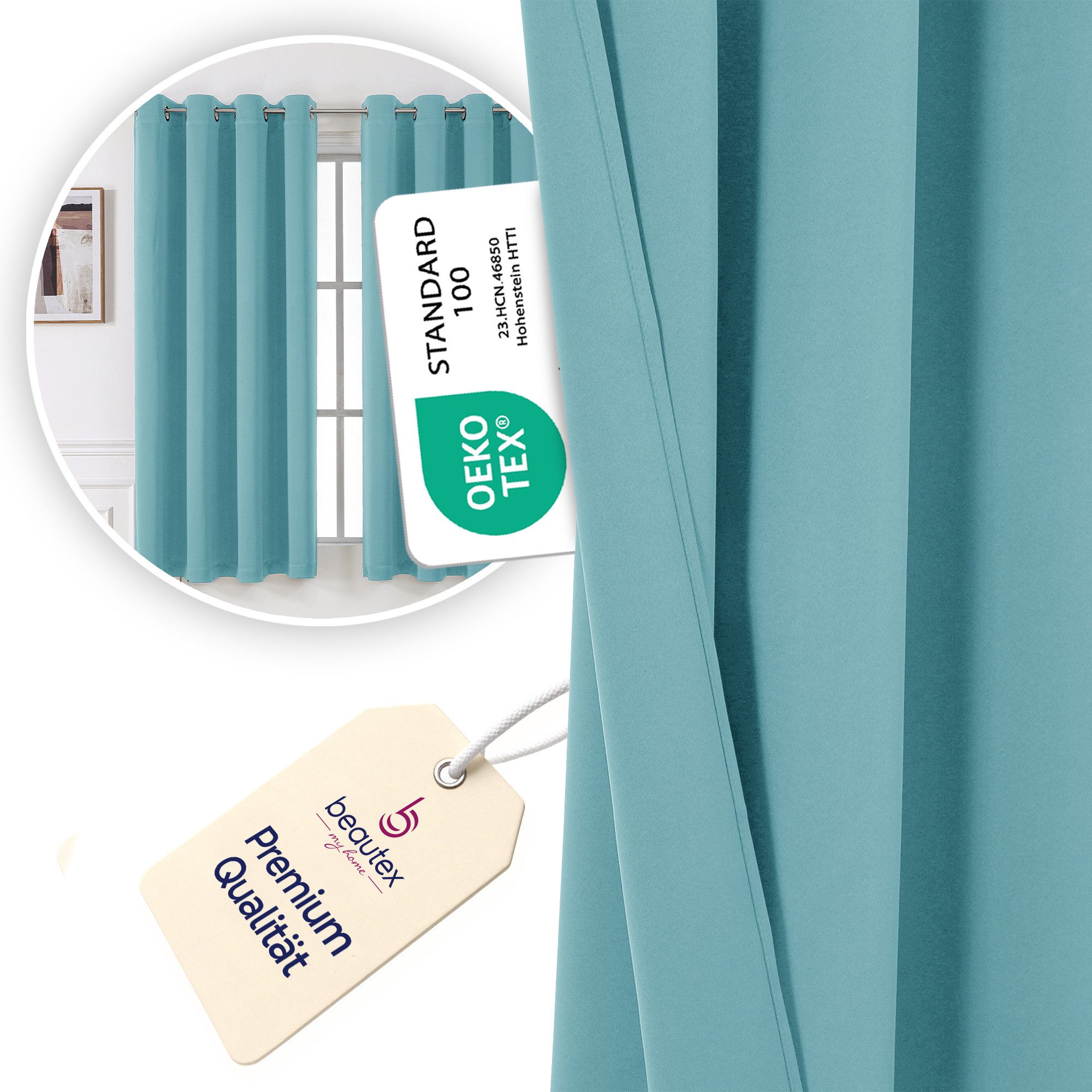 Beautex Verdunkelungsvorhang mit Ösen Vorhang, Gardine blickdicht abdunkelnd (1 St), Ösen, verdunkelnd, Blackout, blickdicht, waschbar, Ösenaufhängung, Farbwahl