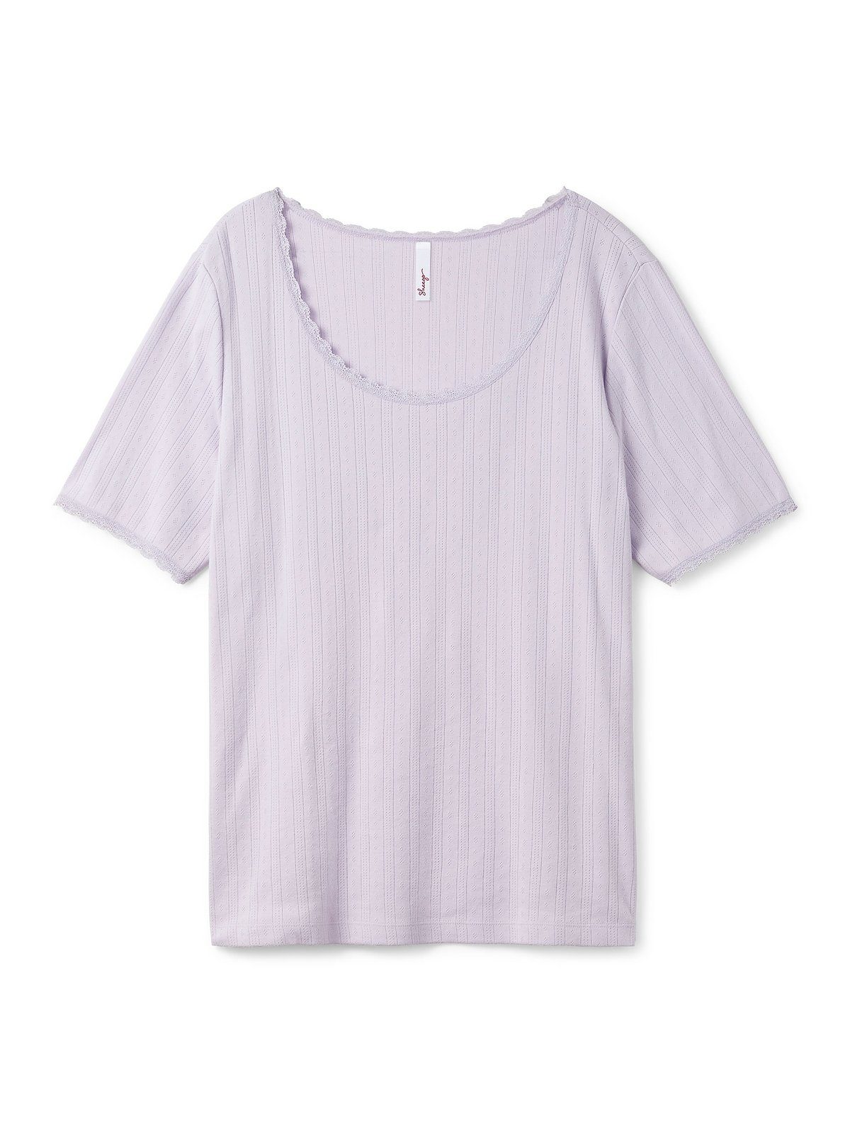 T-Shirt Lochmuster Größen und mit Große lavendel Sheego Spitze