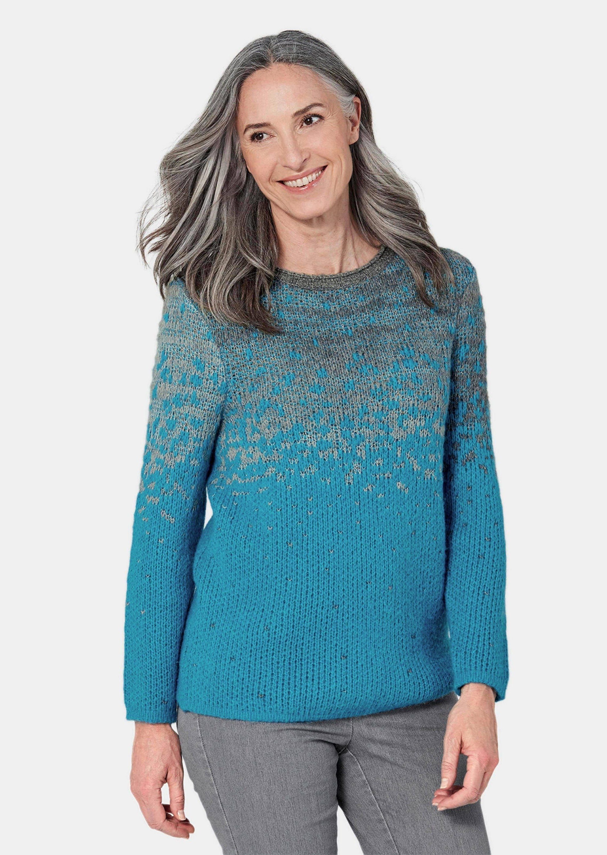 GOLDNER Druckbluse Kurzgröße: Jacquard Strickpullover