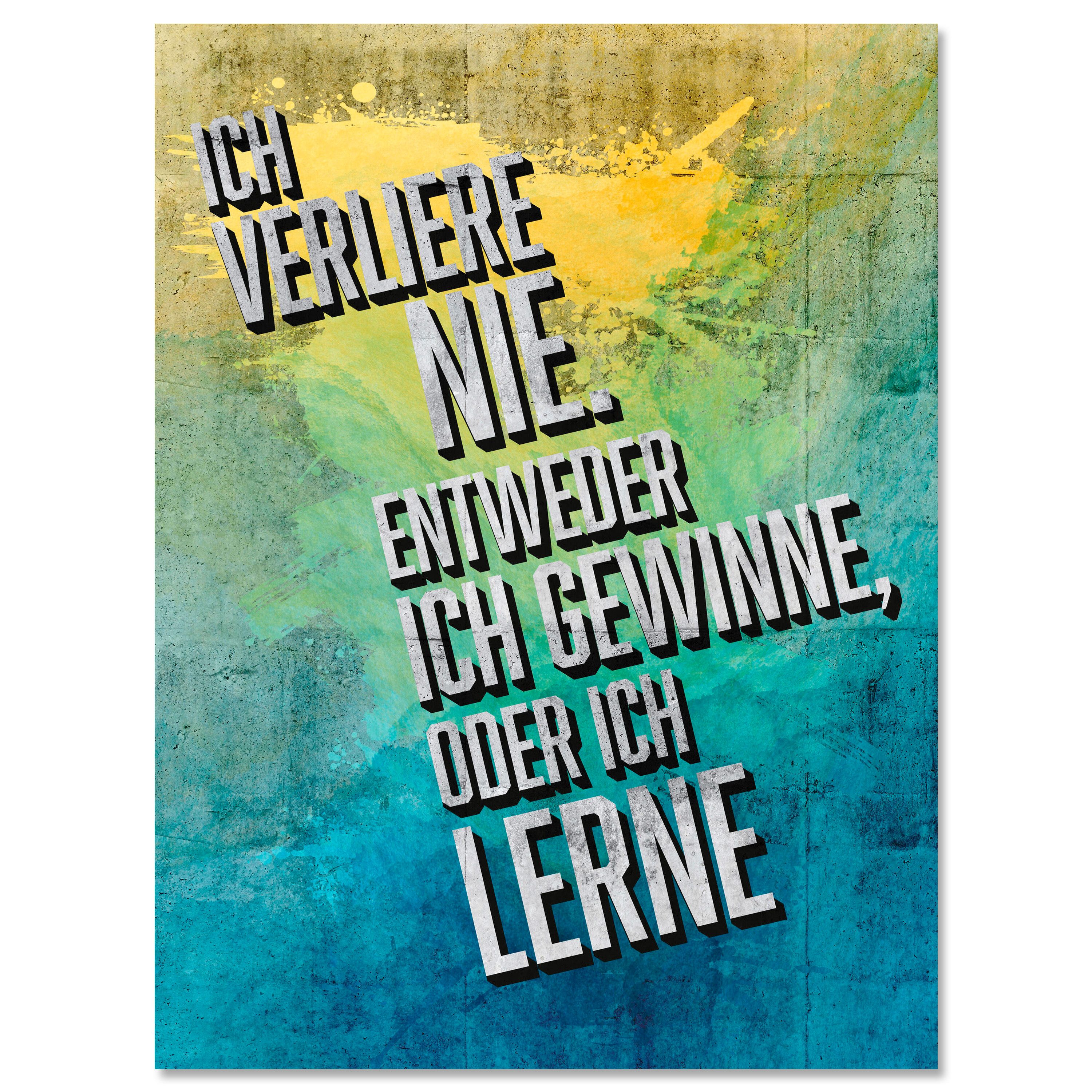 wandmotiv24 Leinwandbild Motivation, Hochformat, ich verliere nie, ich