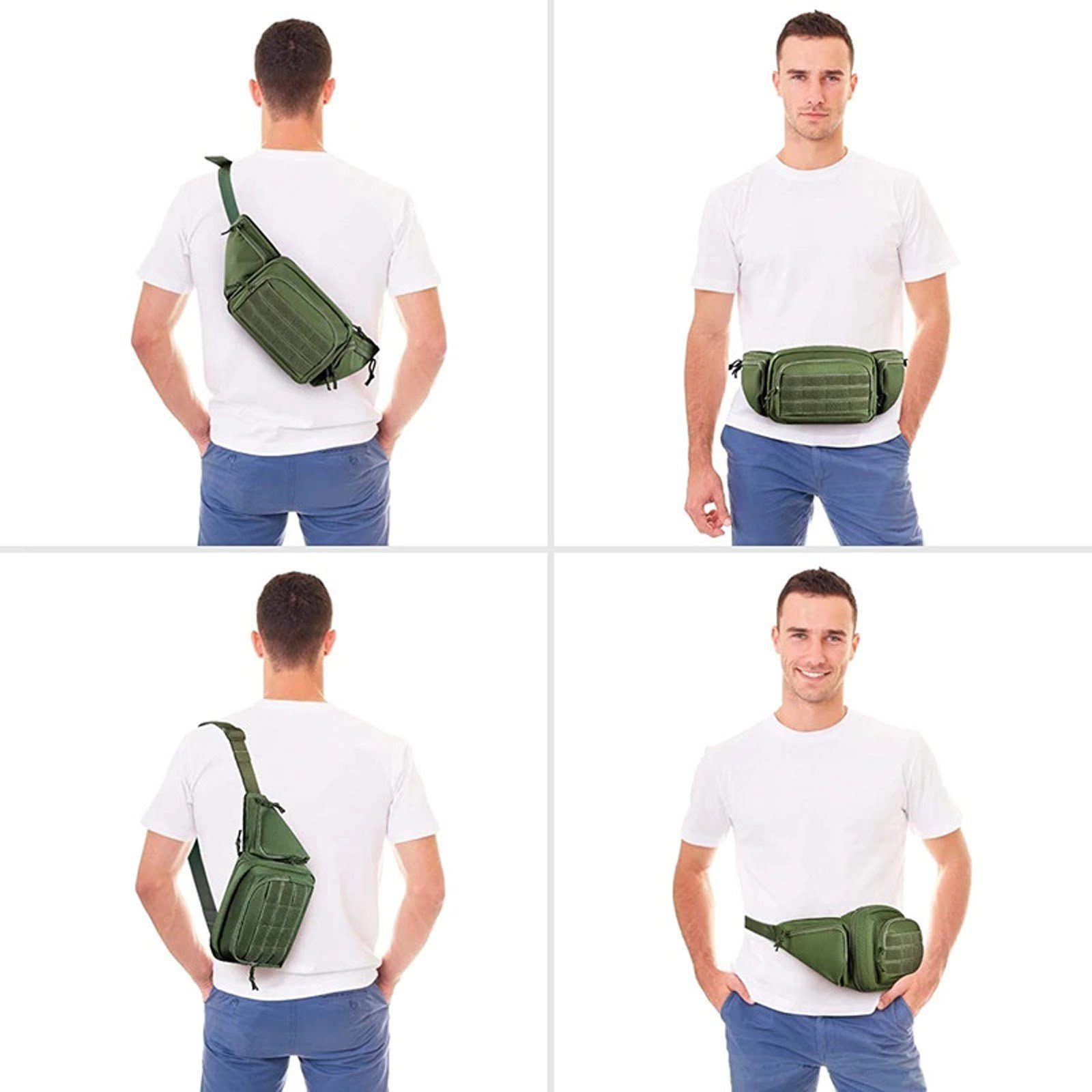 Damen Handtaschen TAN.TOMI Schultertasche Tactical Hüfttasche Bauchtasche Militär Gürteltasche mit 5 Fächer inkl. Reißverschluss