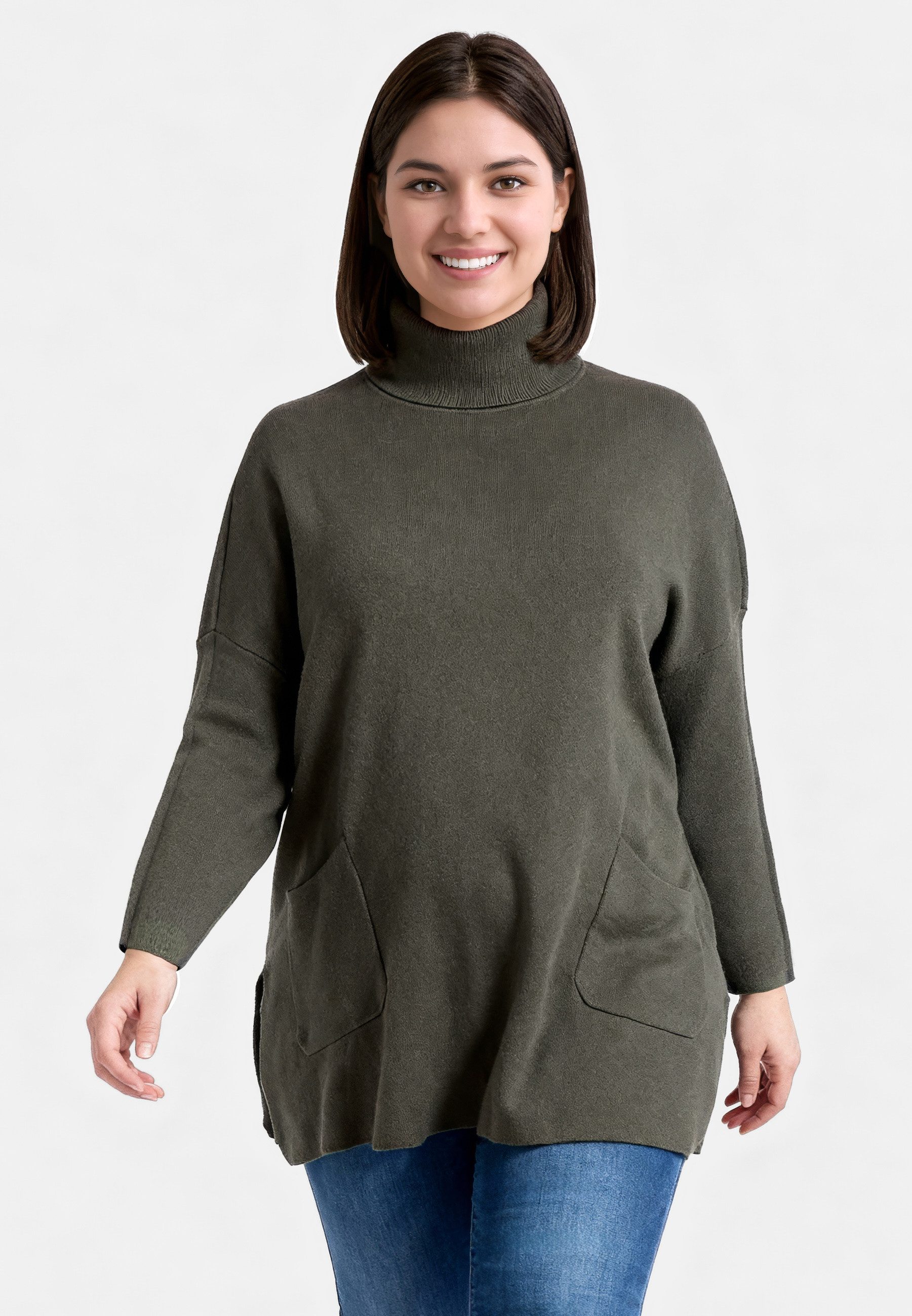 PEKIVESSA Longpullover Stricktunika mit Rollkragen Zwei günstig online kaufen