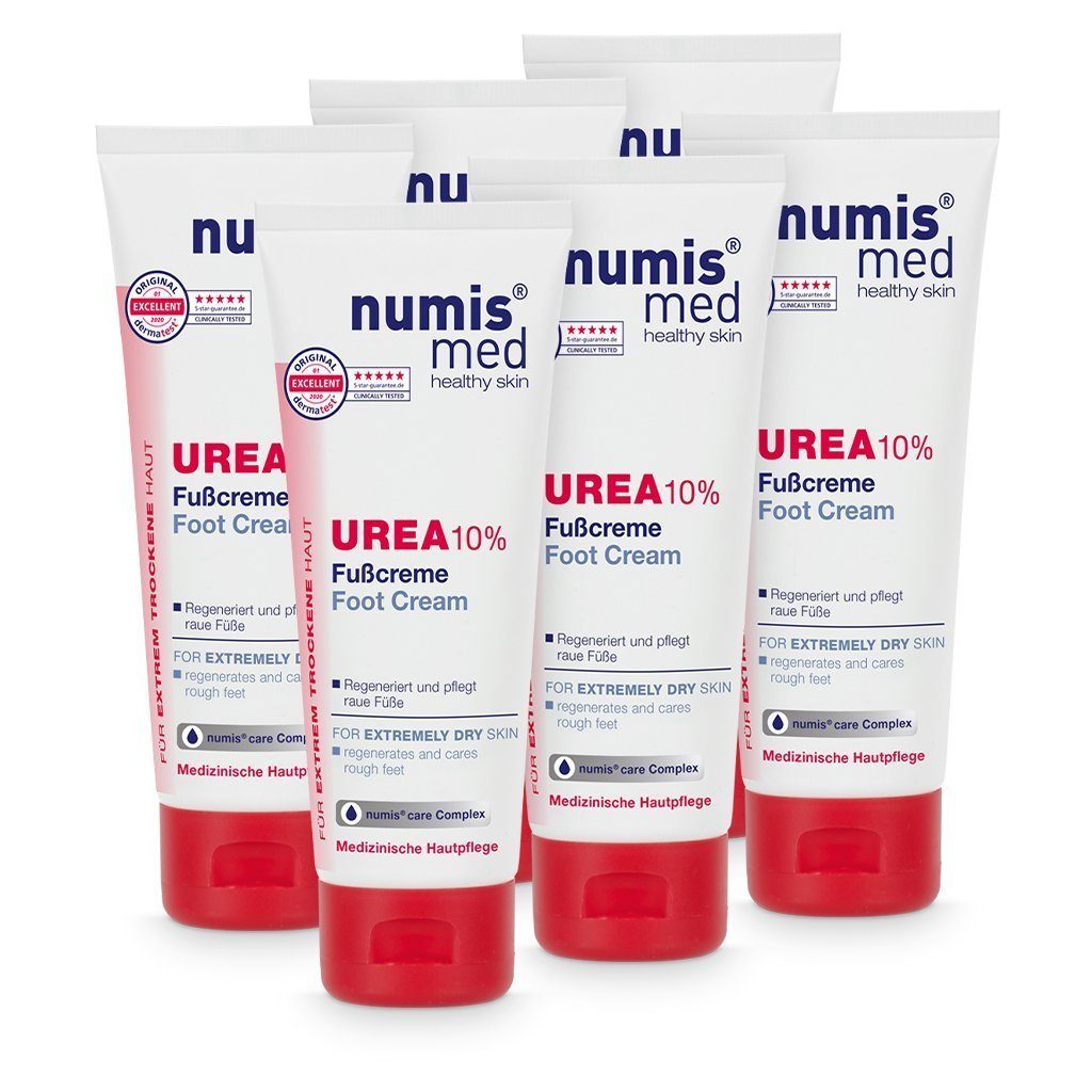 numis med Fußcreme Fußcreme 10% Urea für sehr trockene & raue Füße - Fusscreme 6x 100 ml, 6-tlg.