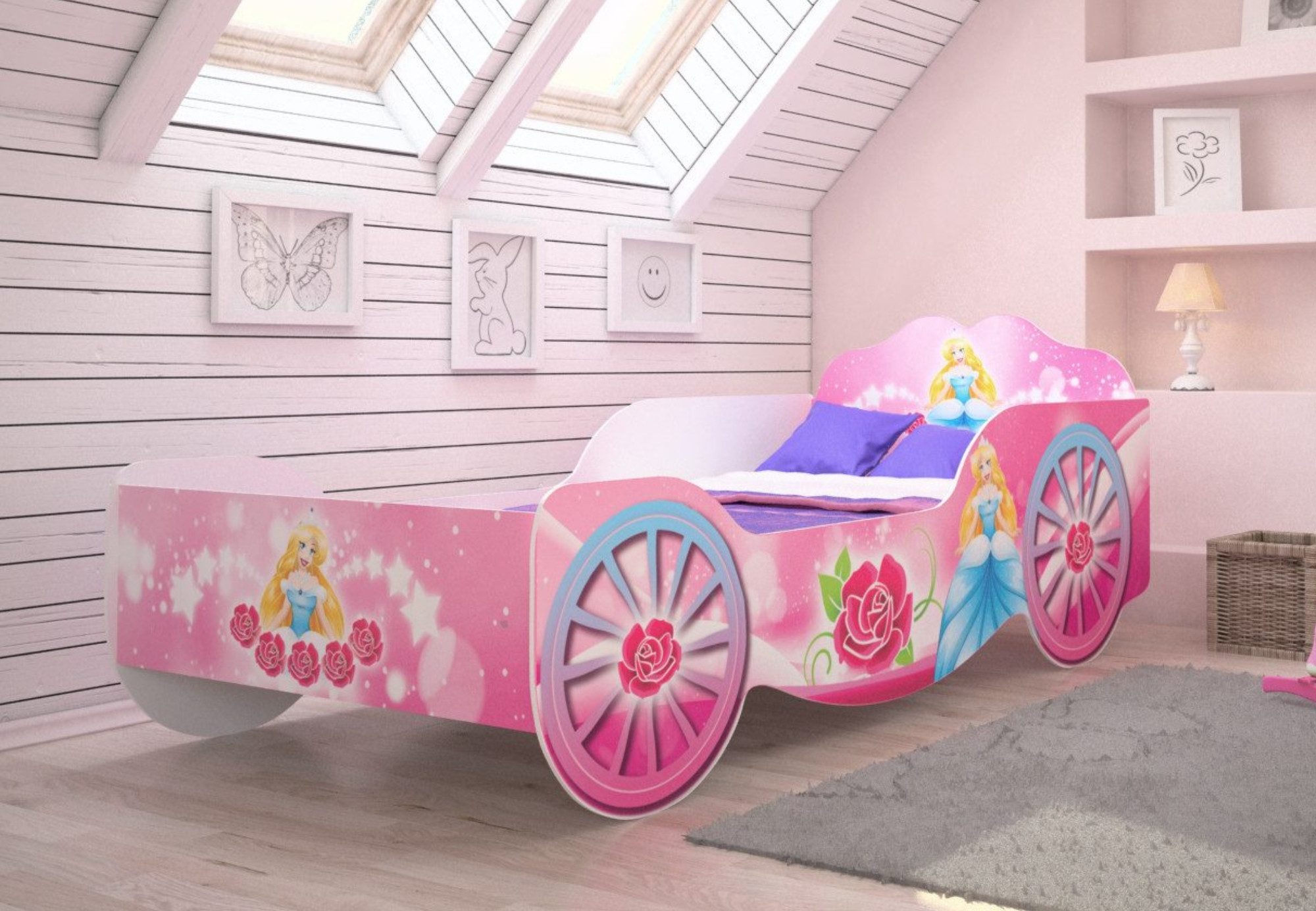 Kids Collective Kinderbett Kutsche Mädchenbett 70x140, 80x160 mit Rausfalls günstig online kaufen
