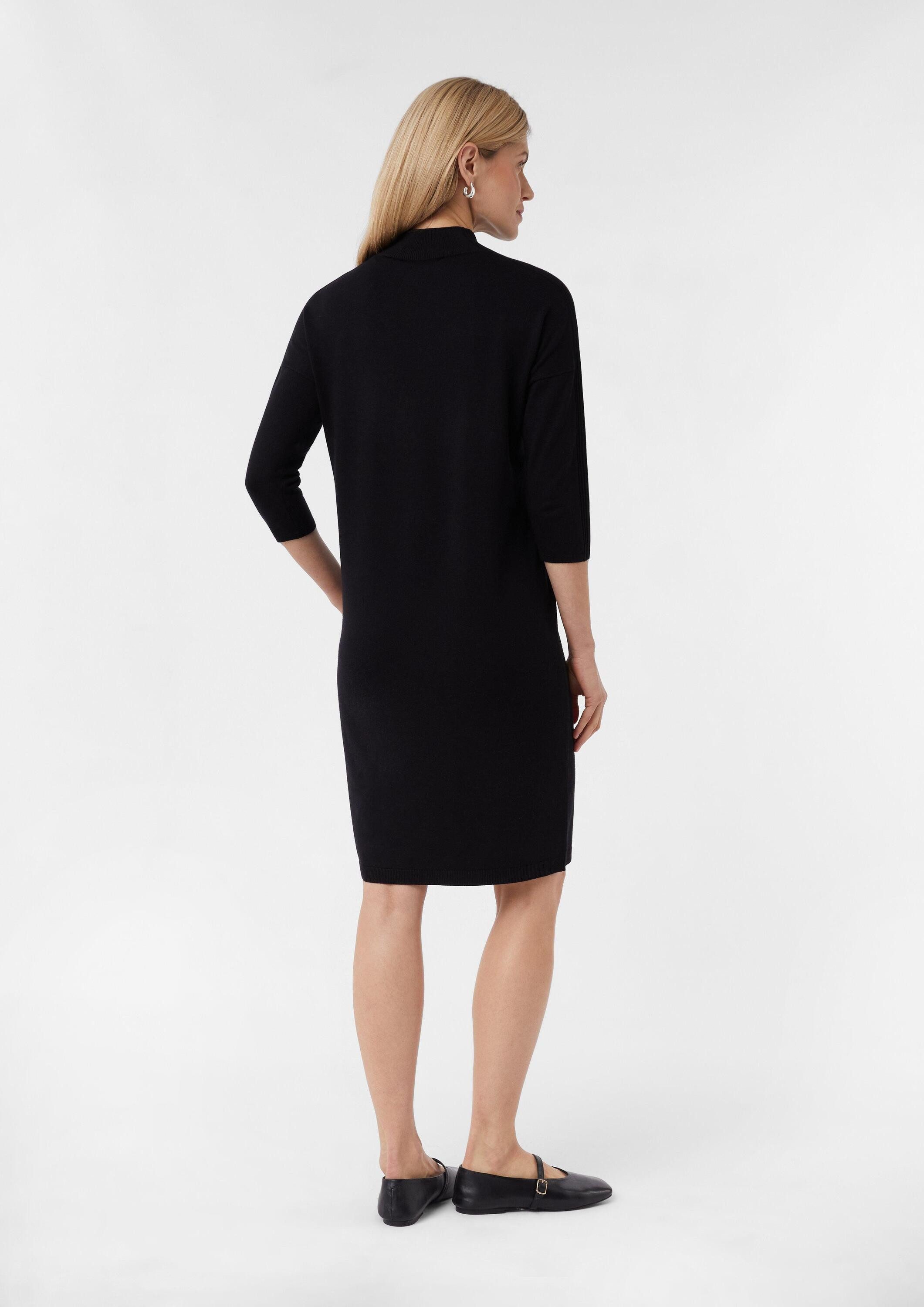 comma Midikleid Kleid Kurzes Strickkleid aus Viskosemix mit überschnittenen Schultern