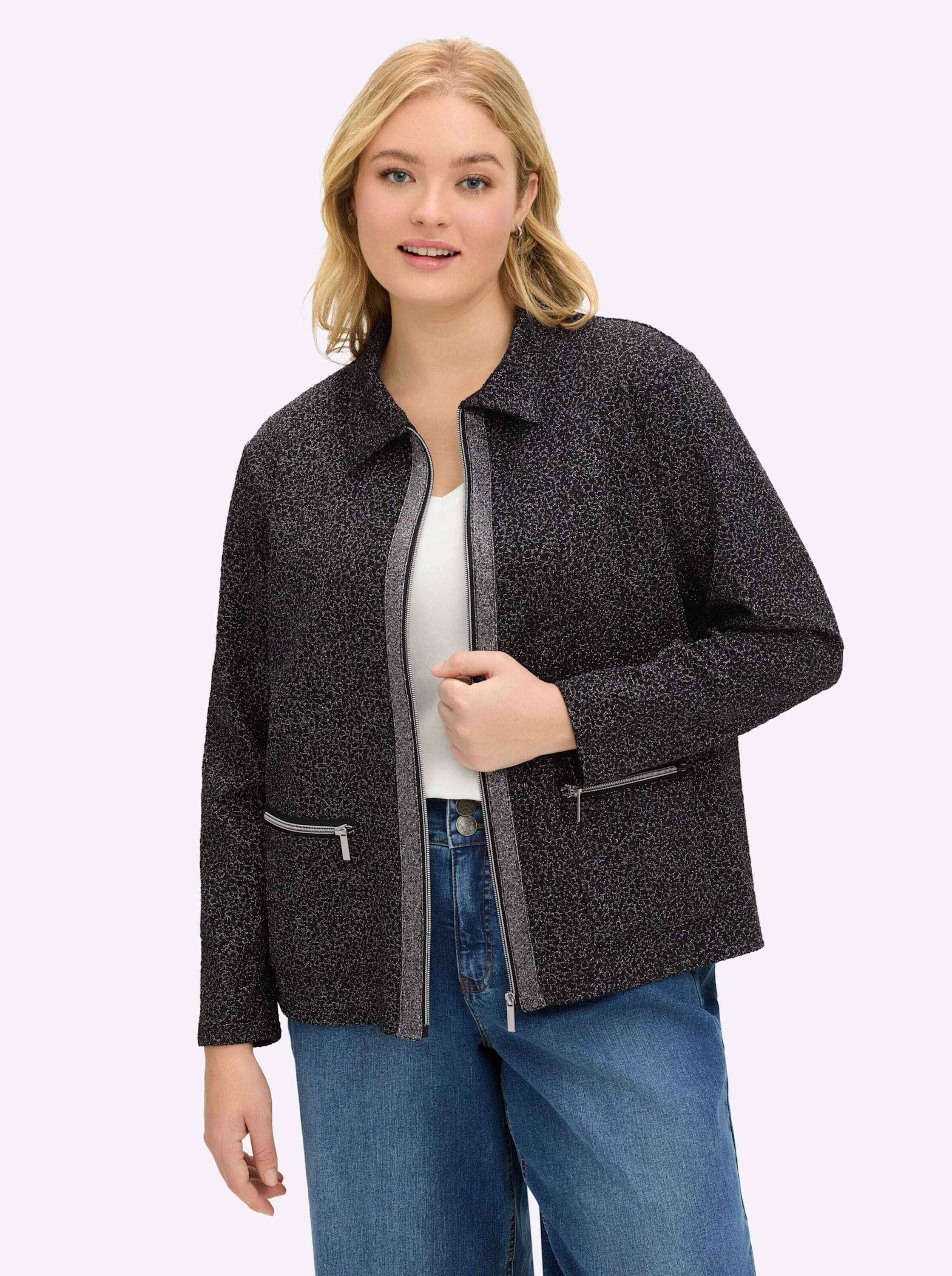 Sheego Shirtjacke Sweatjacke Langarm
