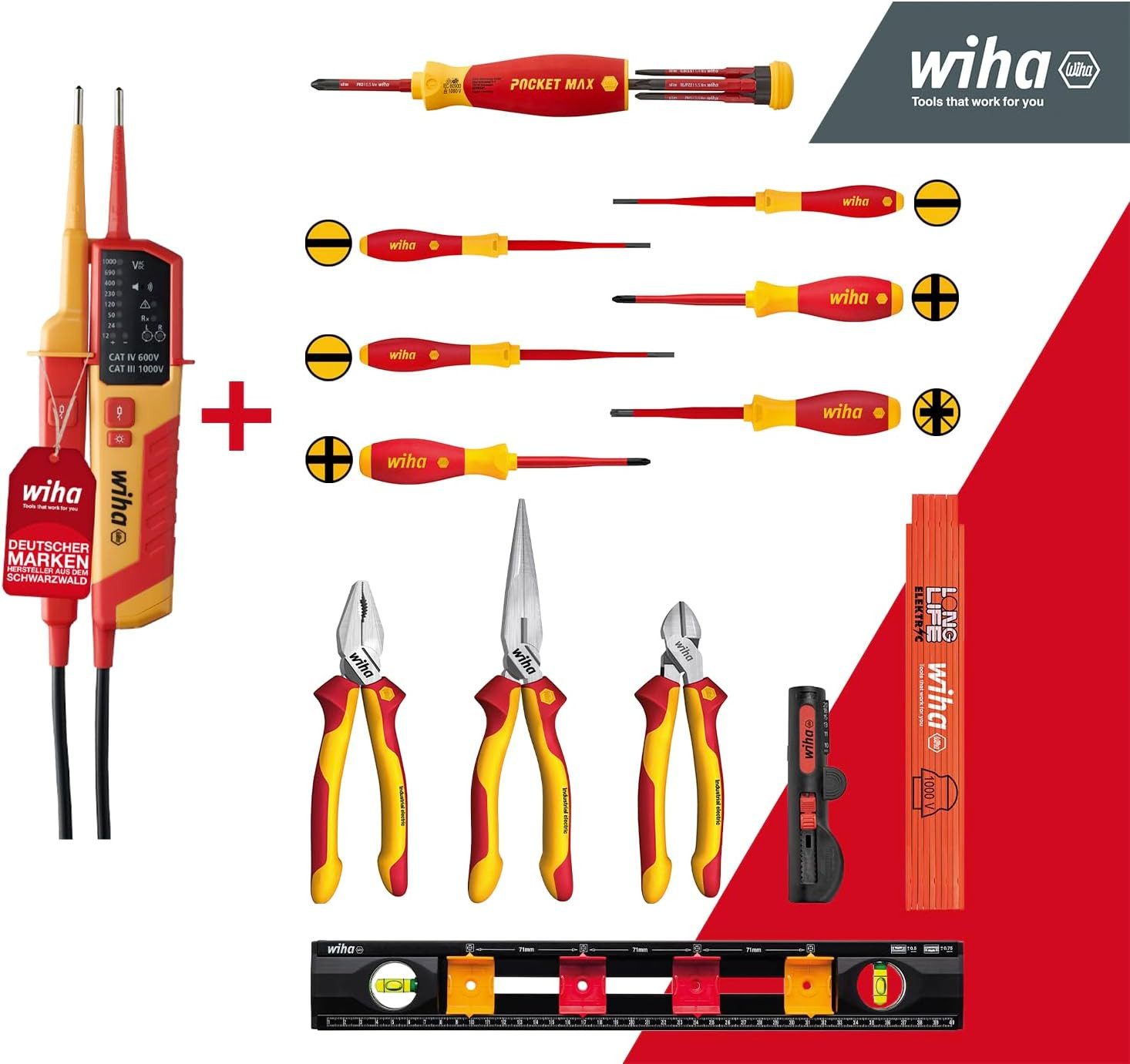 Wiha Werkzeugkoffer Lehrlingskoffer (45749), Set für Profi & Azubi 18-teilig VDE