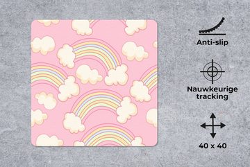 MuchoWow Gaming Mauspad Regenbogen - Wolken - Muster (1-St), Mousepad mit Rutschfester Unterseite, Gaming, 40x40 cm, XXL, Großes