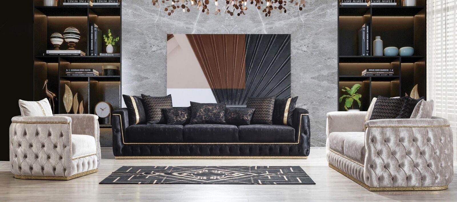 JVmoebel Chesterfield-Sessel Polster-Sessel mit Metallgestell und Textilbezug für das Wohnzimmer, Made in Europa