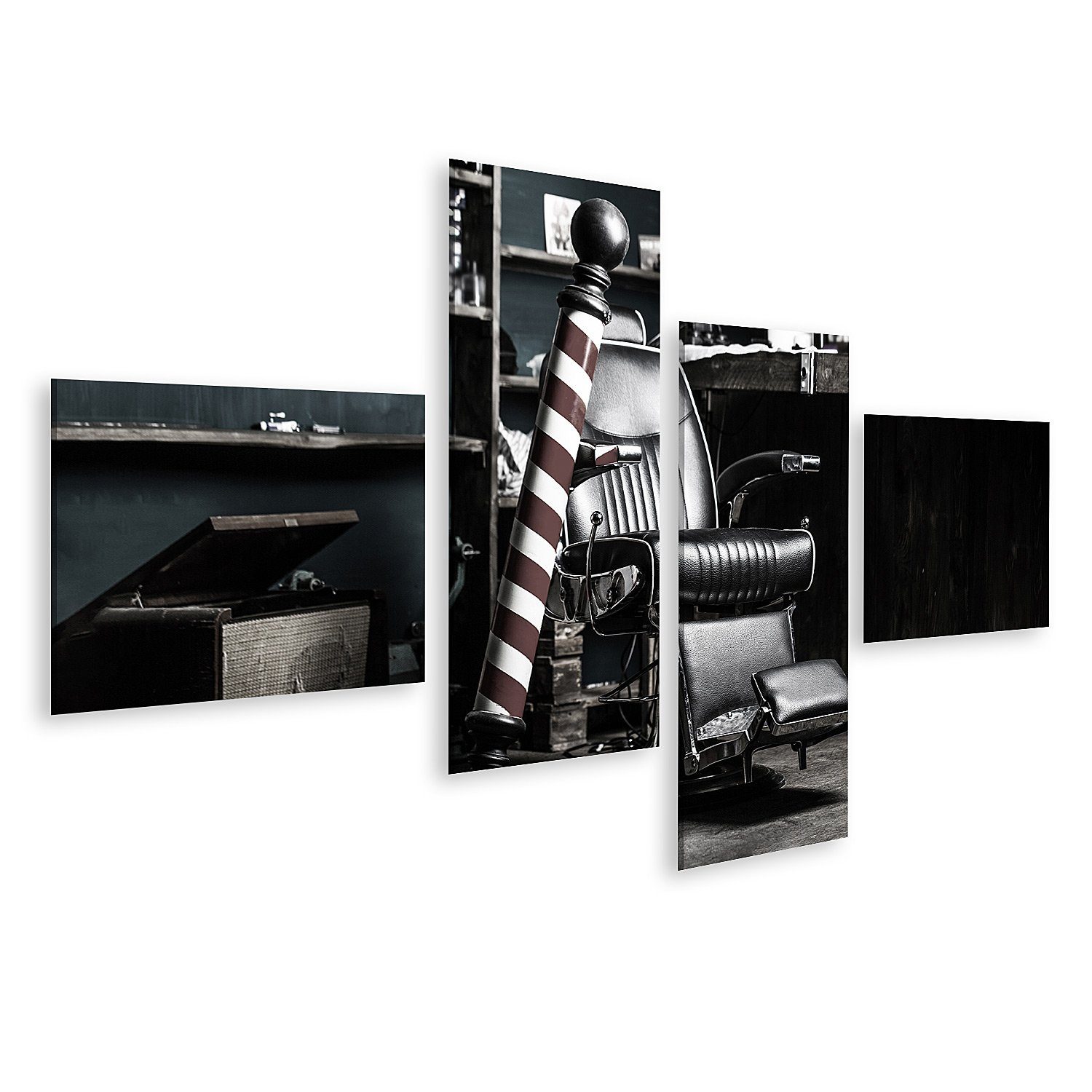 Leinwandbild Bild auf Leinwand Logo Barbershop Symbol Stylish Vintage Barber Chair