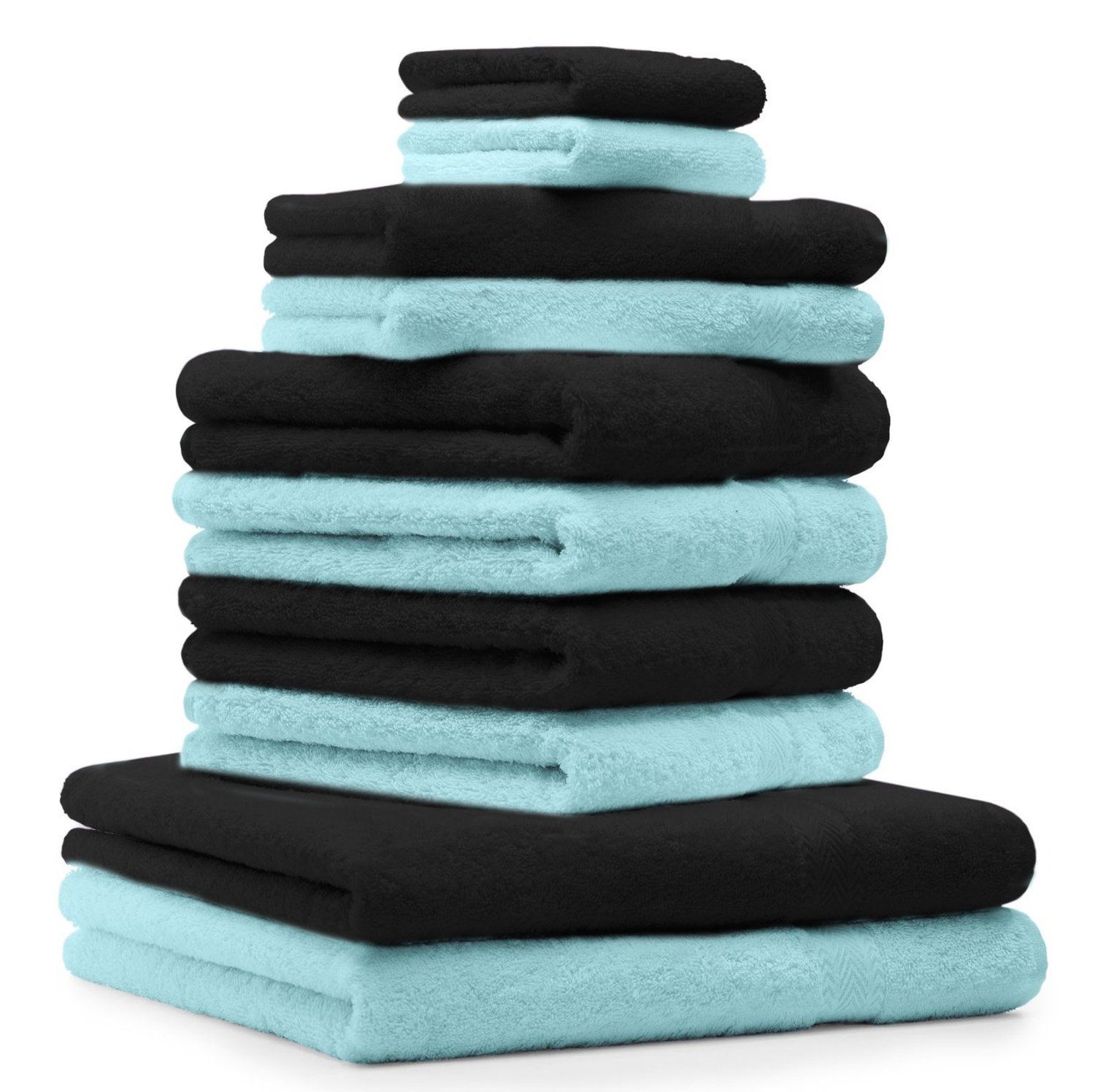 100% (10-tlg) Farbe Schwarz Türkis, Betz Handtuch-Set Handtuch Baumwolle, Set 10-TLG. Premium &