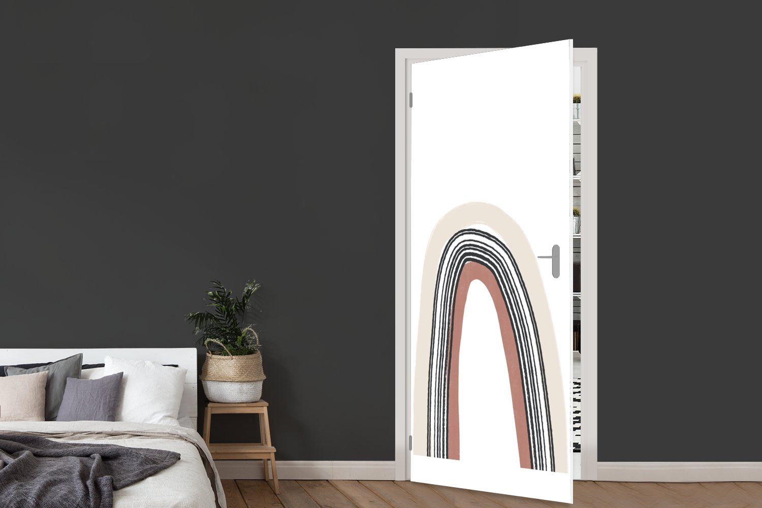 St), Fototapete - Pastell Tür, Design, (1 Matt, MuchoWow Regenbogen Türaufkleber, - Türtapete bedruckt, cm für 75x205
