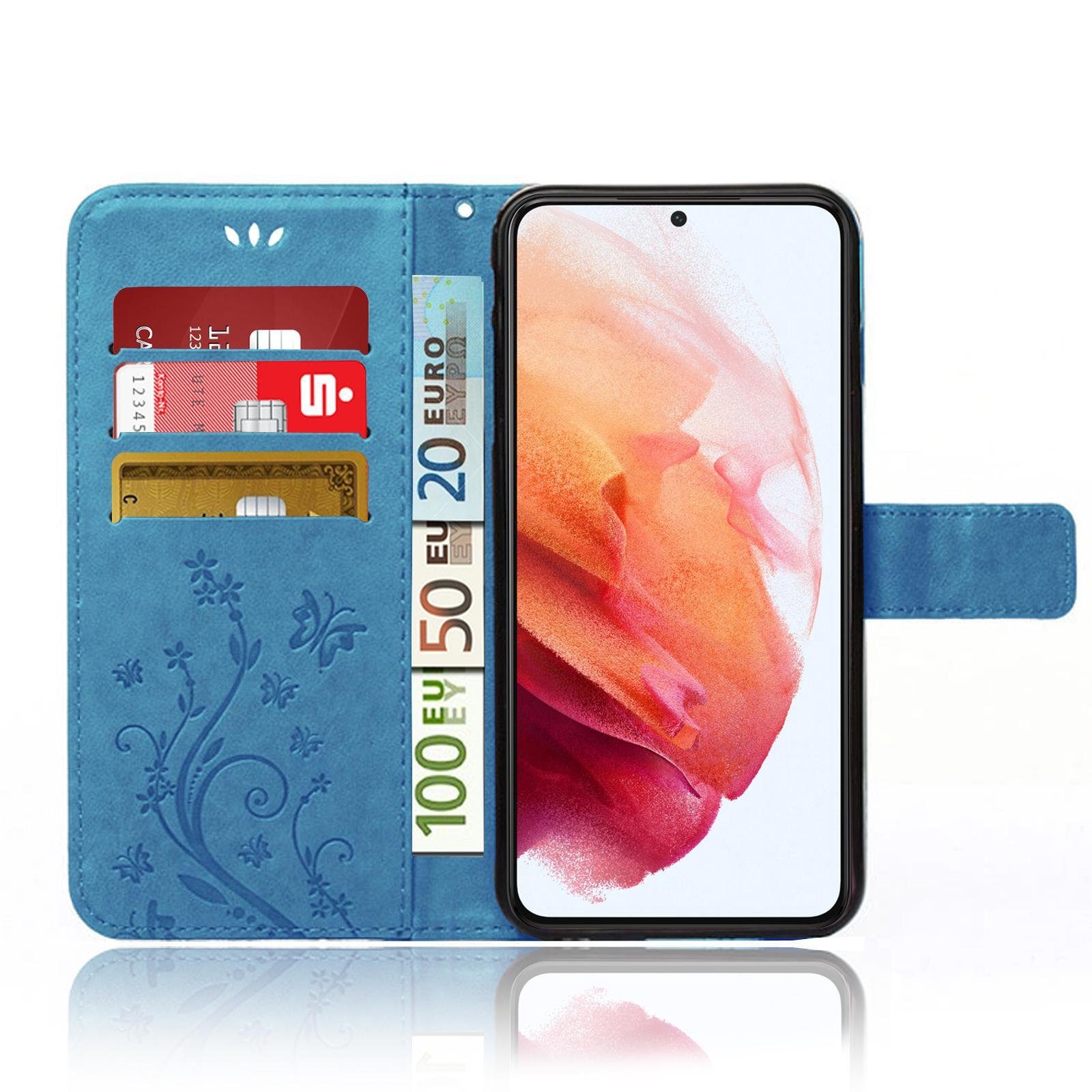 Numerva Handyhülle Bookstyle Flower für Samsung Galaxy S21 Plus, Handy Tasche Schutzhülle Klapphülle Flip Cover mit Blumenmuster