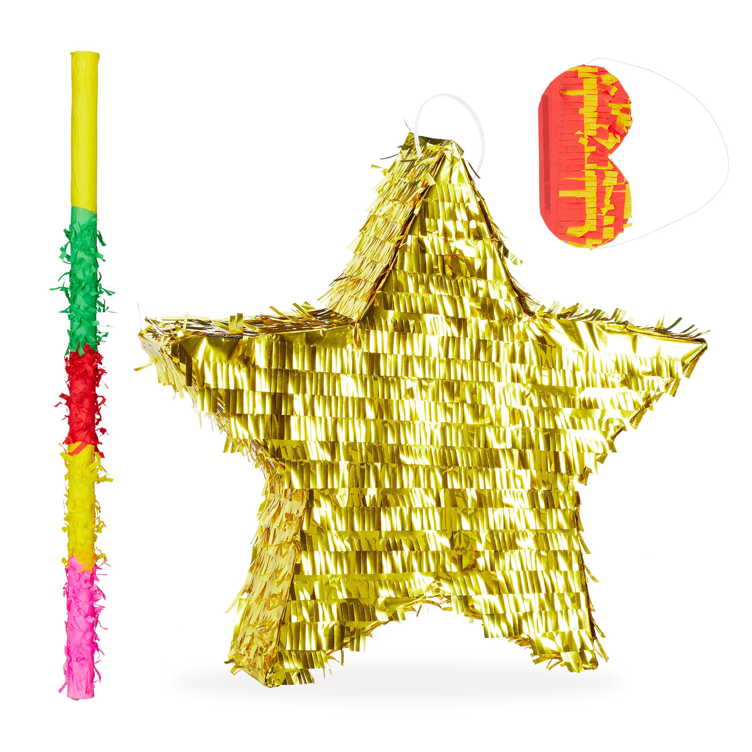 relaxdays Pinata 3 tlg. Pinata Set Stern