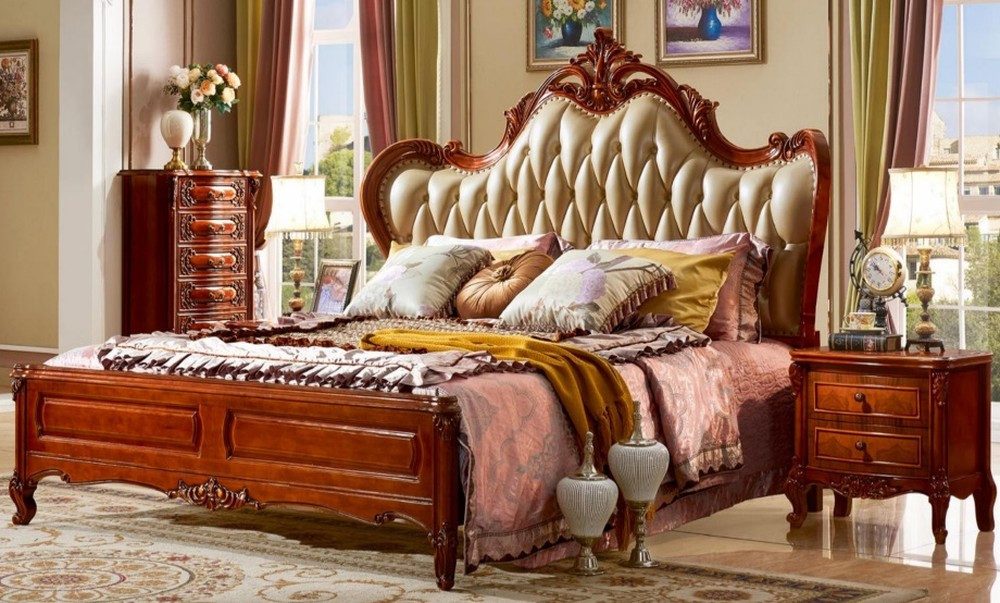JVmoebel Bettgestell Komfortbett aus Massivholz im eleganten Retro-Look von JVMoebel (1-tlg)