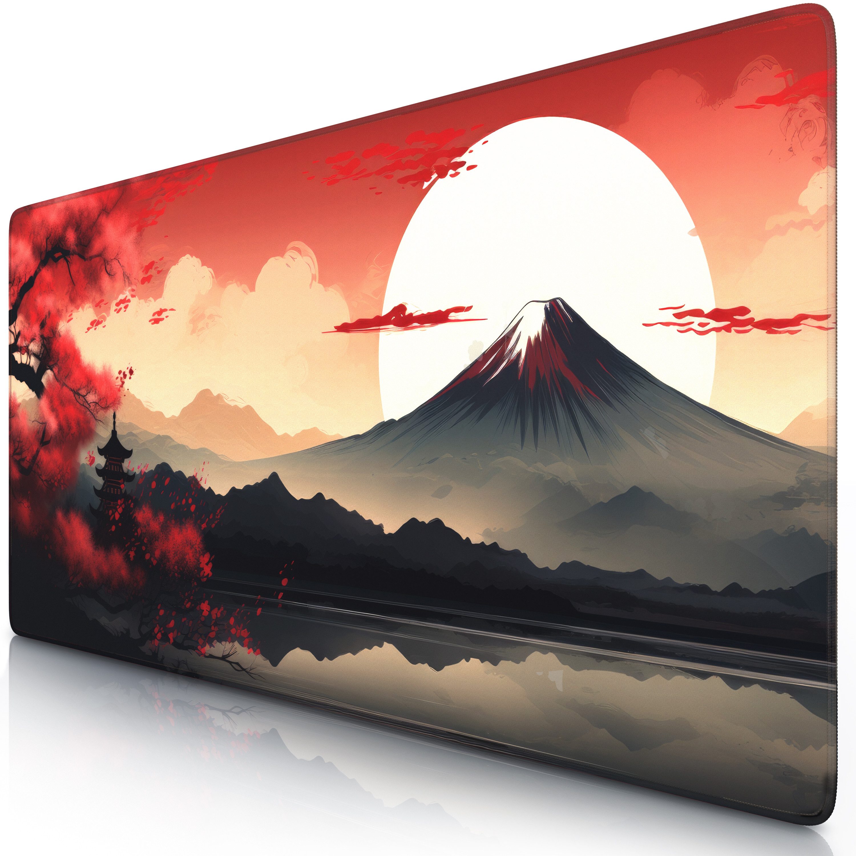 Titanwolf Gaming Mauspad XXL Speed Mousepad 900 x 400 x 3 mm, Schreibtischauflage, abwaschbar (1-St), rutschfeste Rückseite, Geschwindigkeit & Präzision, Japan Sunset 2