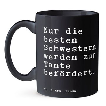 Mr. & Mrs. Panda Tasse Nur die besten Schwestern... - Schwarz - Geschenk, Sister, Geschwiste, Keramik Schwarz