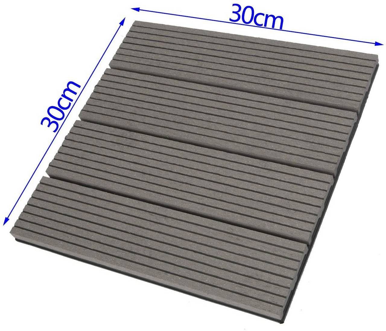 EUGAD Terrassenplatte, WPC 300x300, Hellgrau, 11 Stücke für 1m², wetterfest