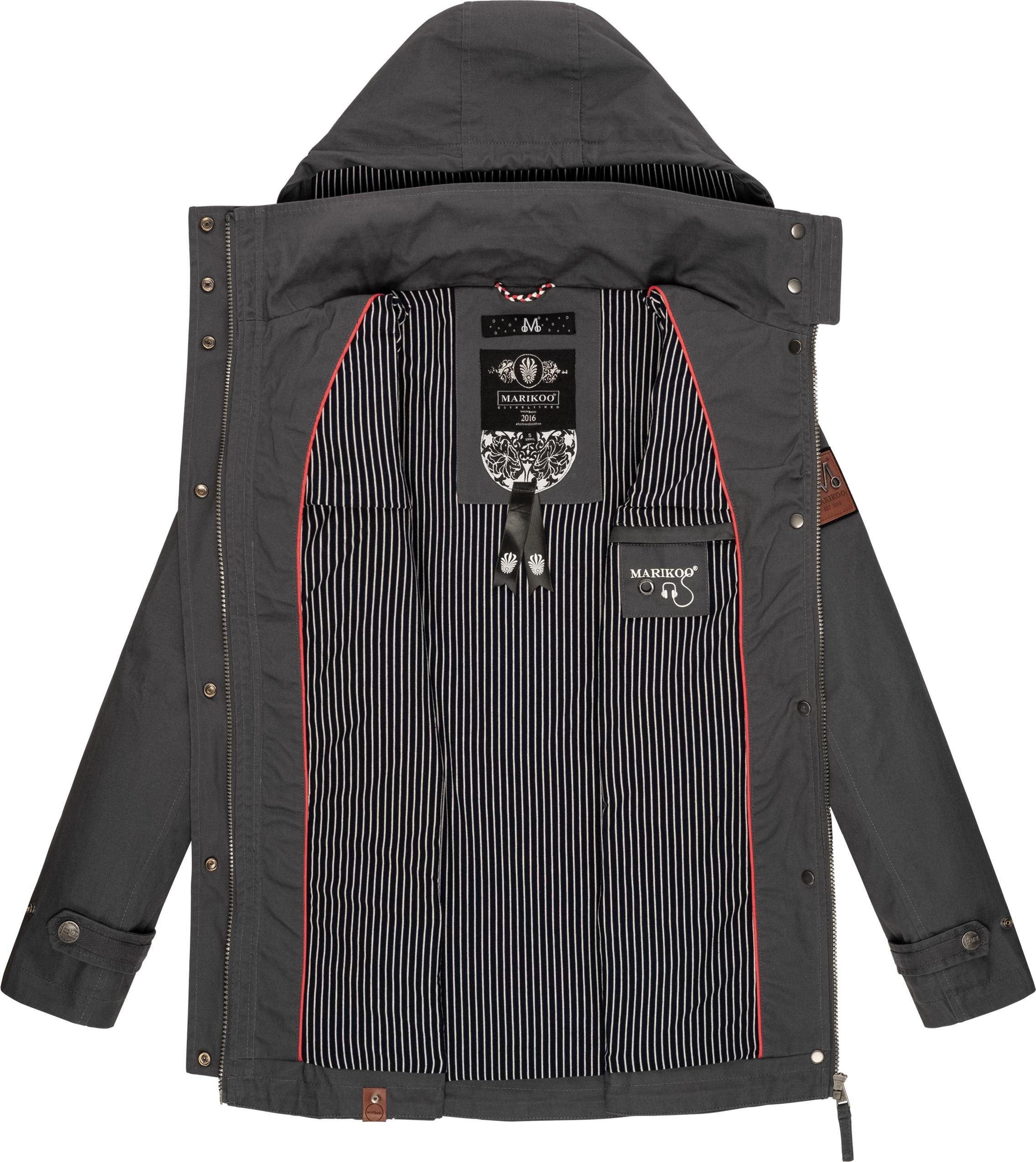 Marikoo Outdoorjacke Nyokoo modische Baumwoll Übergangsjacke mit großer Kapuze