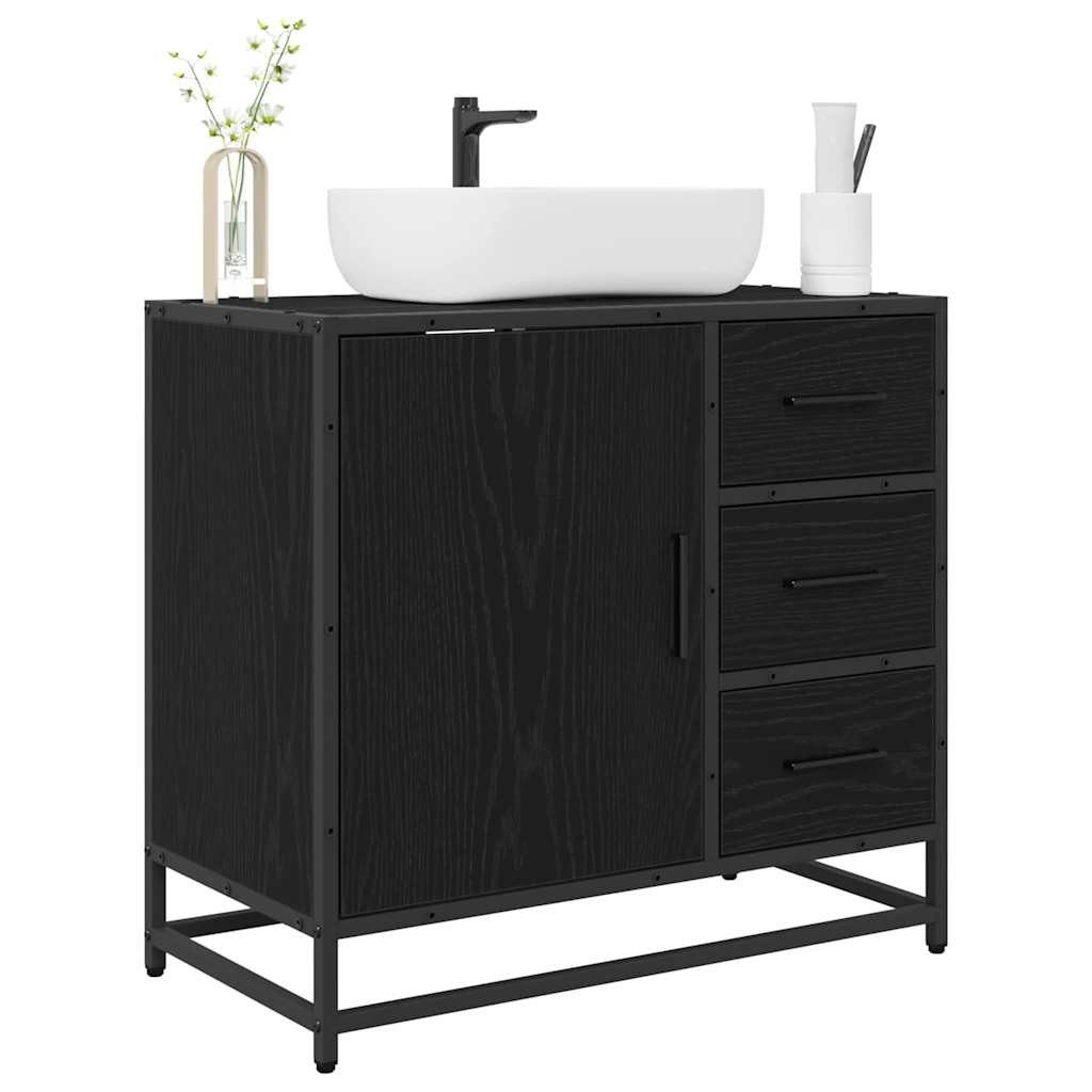 vidaXL Badezimmer-Set Badezimmer Waschbecken Schrank Schwarze günstig online kaufen