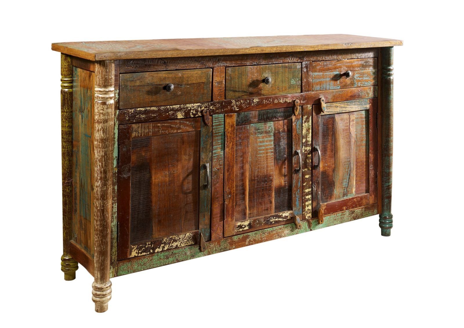 Massivmoebel24 Sideboard (Sideboard Altholz 140x42x88 mehrfarbig günstig online kaufen