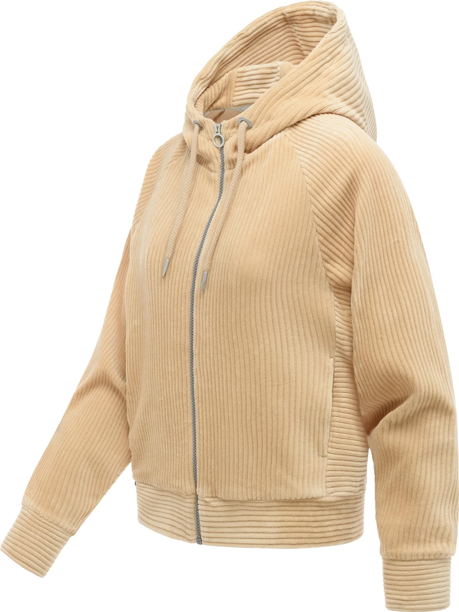 Ragwear Sweatjacke Corduly Cordy Freizeitjacke Zip-Hoodie aus weichem Kord in Samt-Haptik – Bild 2 von 4