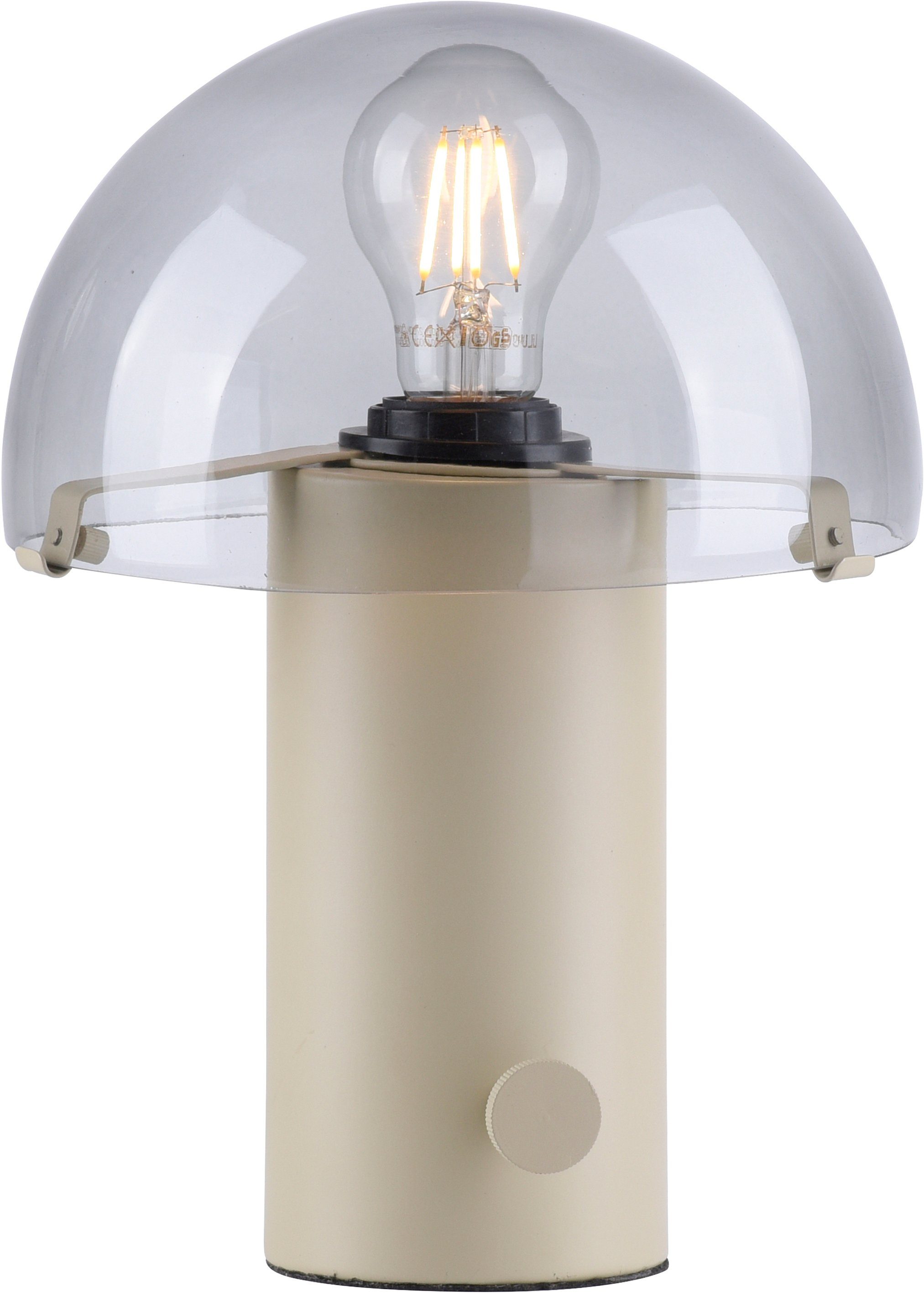skandinavisch Skickja, beige/rauchglas Ein-/Ausschalter, andas Tischlampe Leuchtmittel, Tischleuchte Drehschalter, ohne E27, Pilzlampe