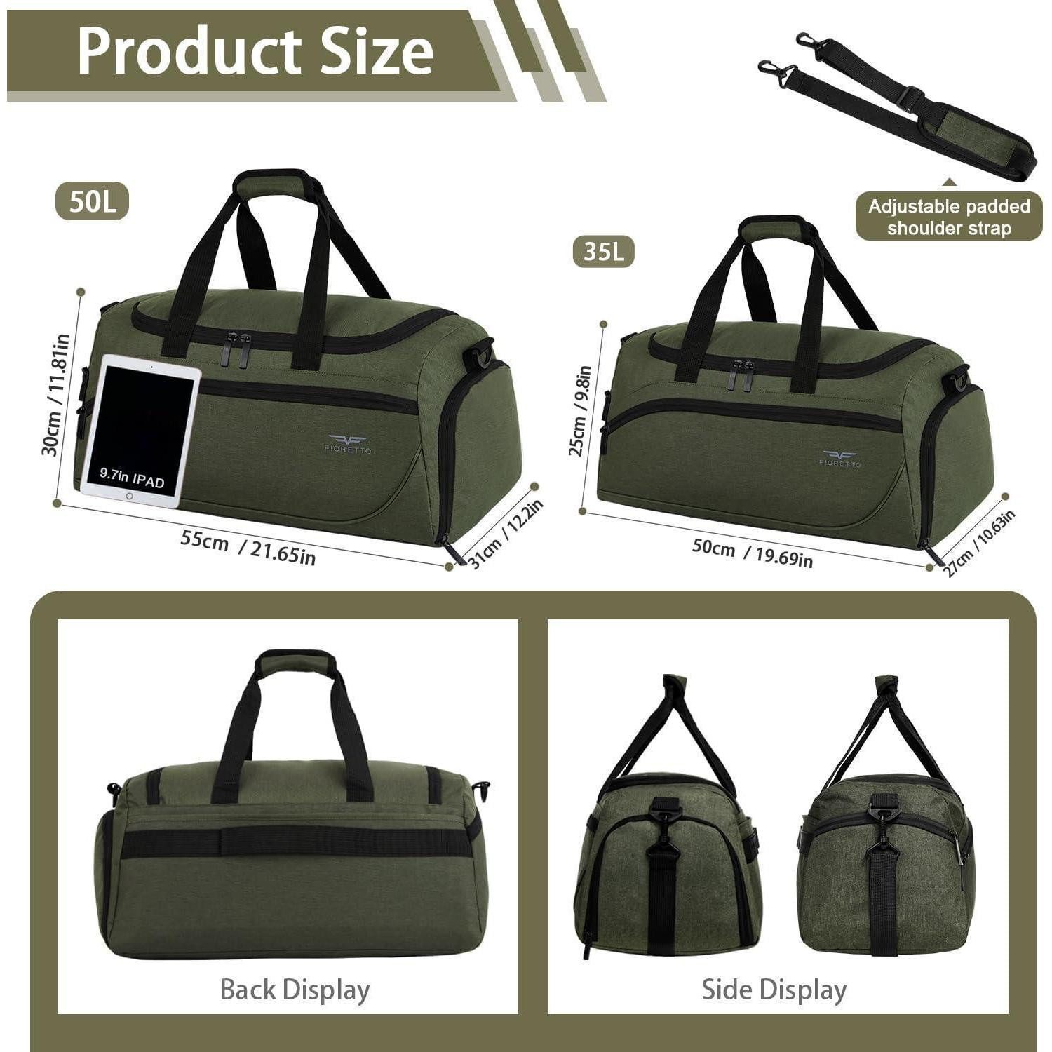LuxusKollektion Sporttasche Sporttasche 50L Damen Herren Schuhfach Nassfach 50l armeegrün