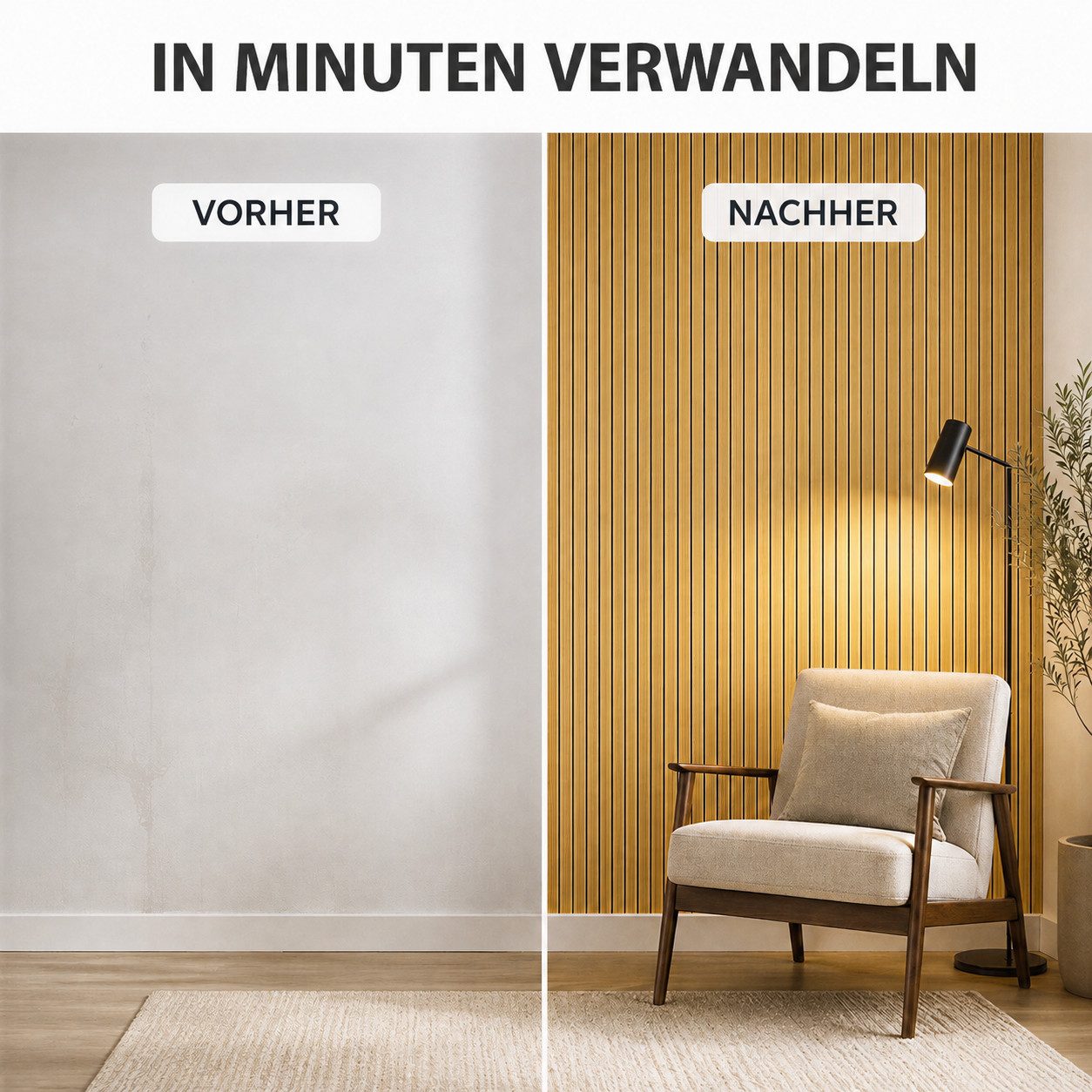 BlingBin Wandpaneel Selbstklebende 3D Wandpaneele, Lamellentapete, Holzlatten-Tapete, BxL: 60x300 cm, 1,8 qm, (3D Wandverkleidung in Rollenform, 1-tlg., wanddek – Bild 5 von 5