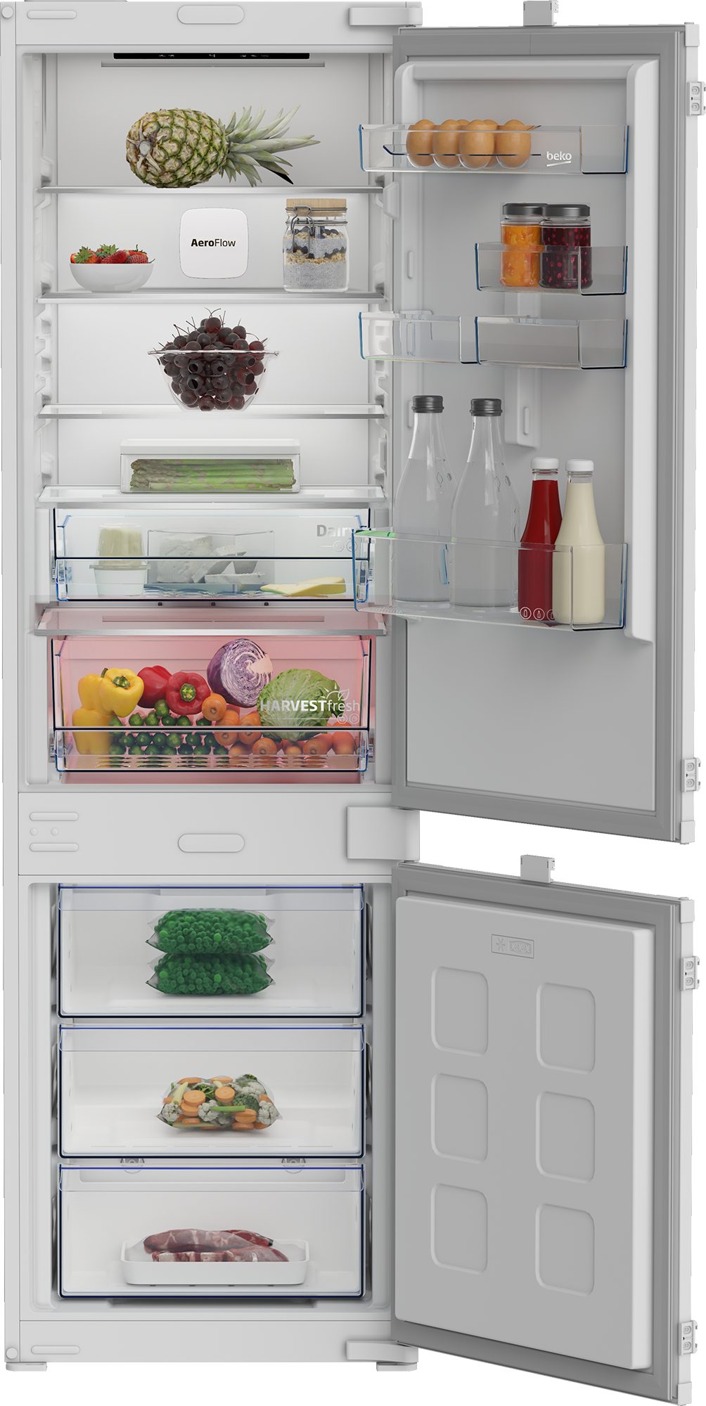 BEKO Einbaukühlgefrierkombination B7BCNA296HS, 177,5 cm hoch, 54 cm breit, Große Kapazität und HarvestFresh für Frische, die bleibt