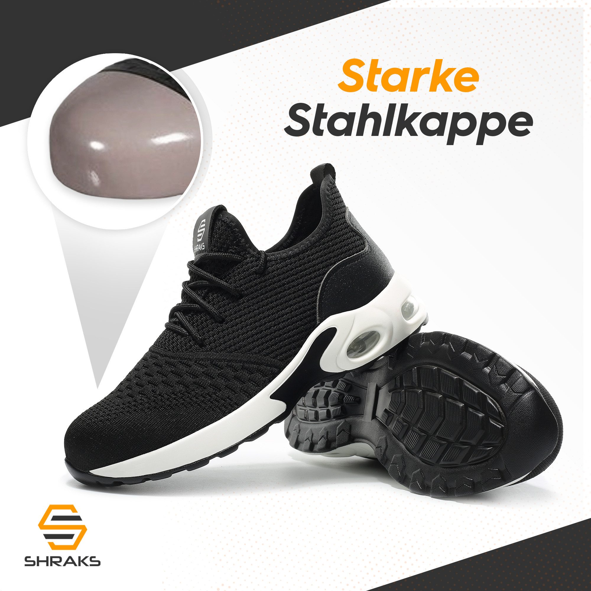 Shraks Shraks™ Moon Sicherheitsschuhe Bequem, Stahlkappe, Rutschfest,ISO20345 Arbeitsschuh