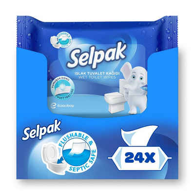 SELPAK feuchtes Toilettenpapier Plastikfrei 100% Reine Zellulose, 24 Packungen mit je 42 Tüchern, 1008-tlg.