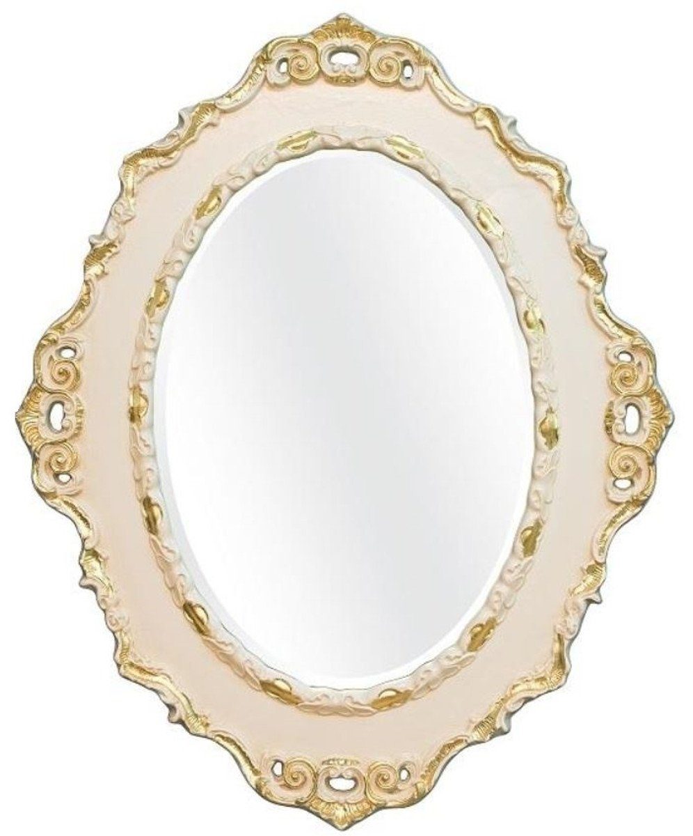 Barockspiegel Spiegel Gold Prunkvoll Antik & Creme H. Ovaler Padrino 104 cm x Wandspiegel x 84 4 Luxus Barock Stil Edel / Casa - -