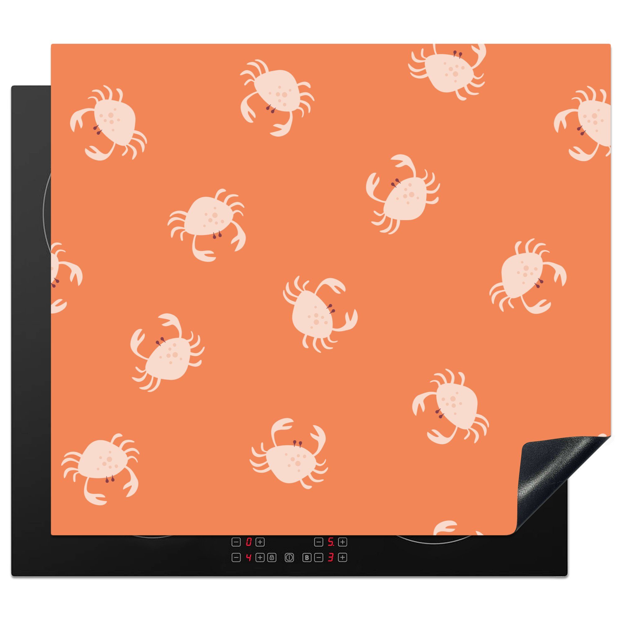MuchoWow Herdblende-/Abdeckplatte Muster tlg), Ceranfeldabdeckung Mobile Krabbe, cm, nutzbar, (1 Strand 60x52 Arbeitsfläche Vinyl, - 