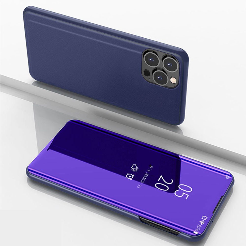 FITSU Handyhülle Spiegel Hülle für iPhone 14 Pro Max Handytasche, Schlanke Klapphülle, elegantes Flipcase, Handyhülle mit Standfunktion